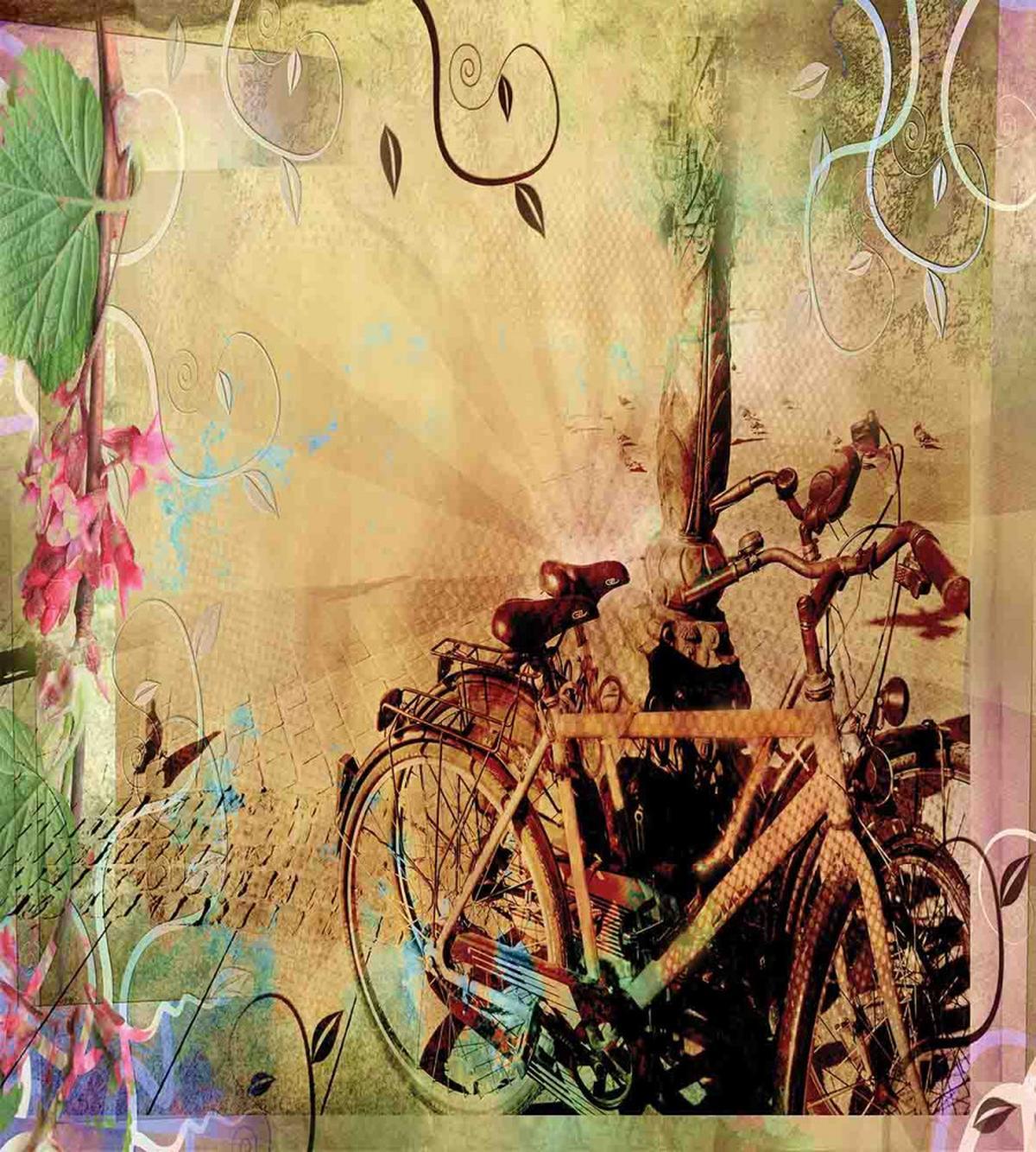 Bikes in Street Floral — Pattern