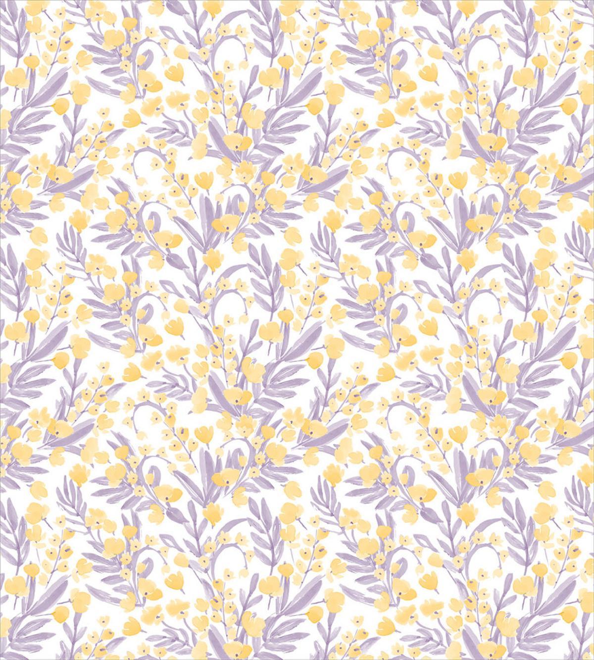 Pastel Tone Flowers Leaves — Pattern