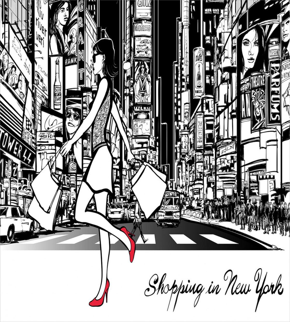 Lady Passing Crowded City — Pattern