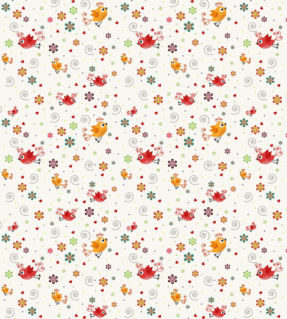 Birds Swirls Flowers — Pattern