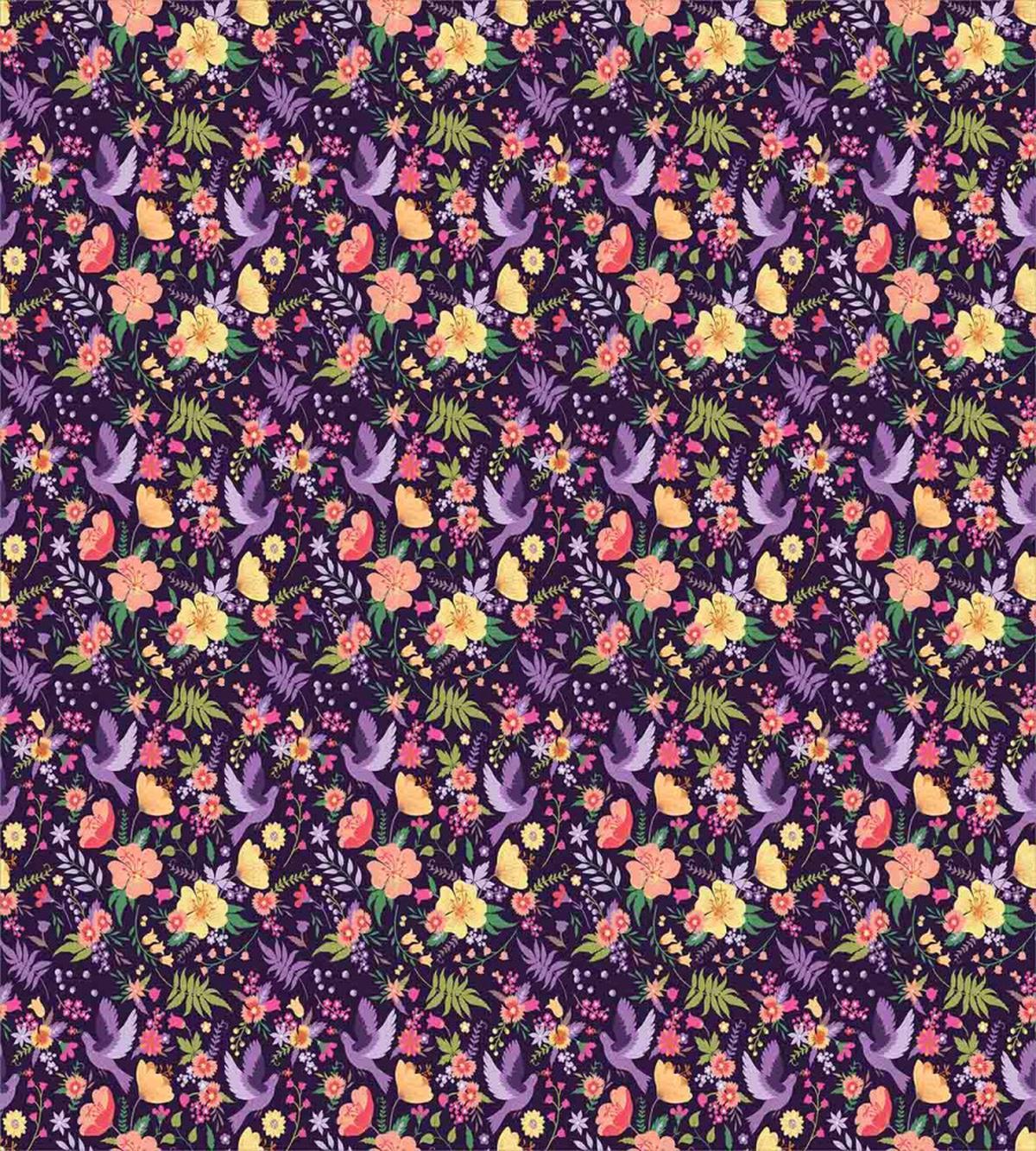 Birds and Colorful Flowers — Pattern