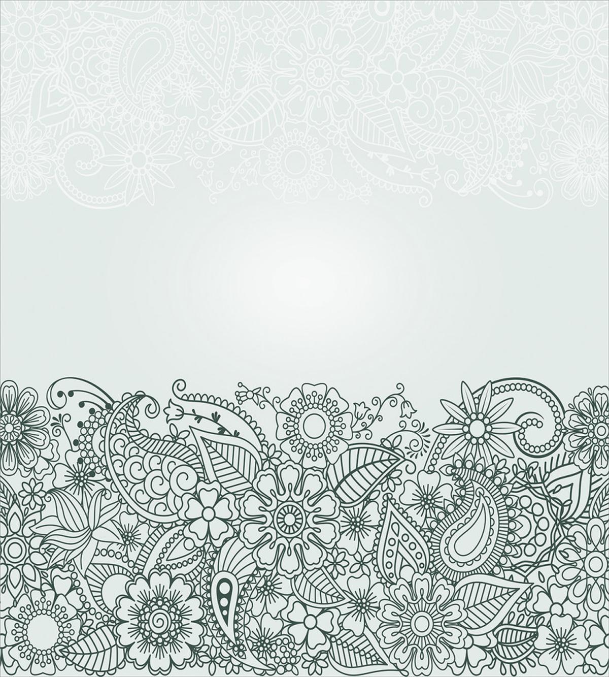 Outline Wildflowers and Leaves — Pattern