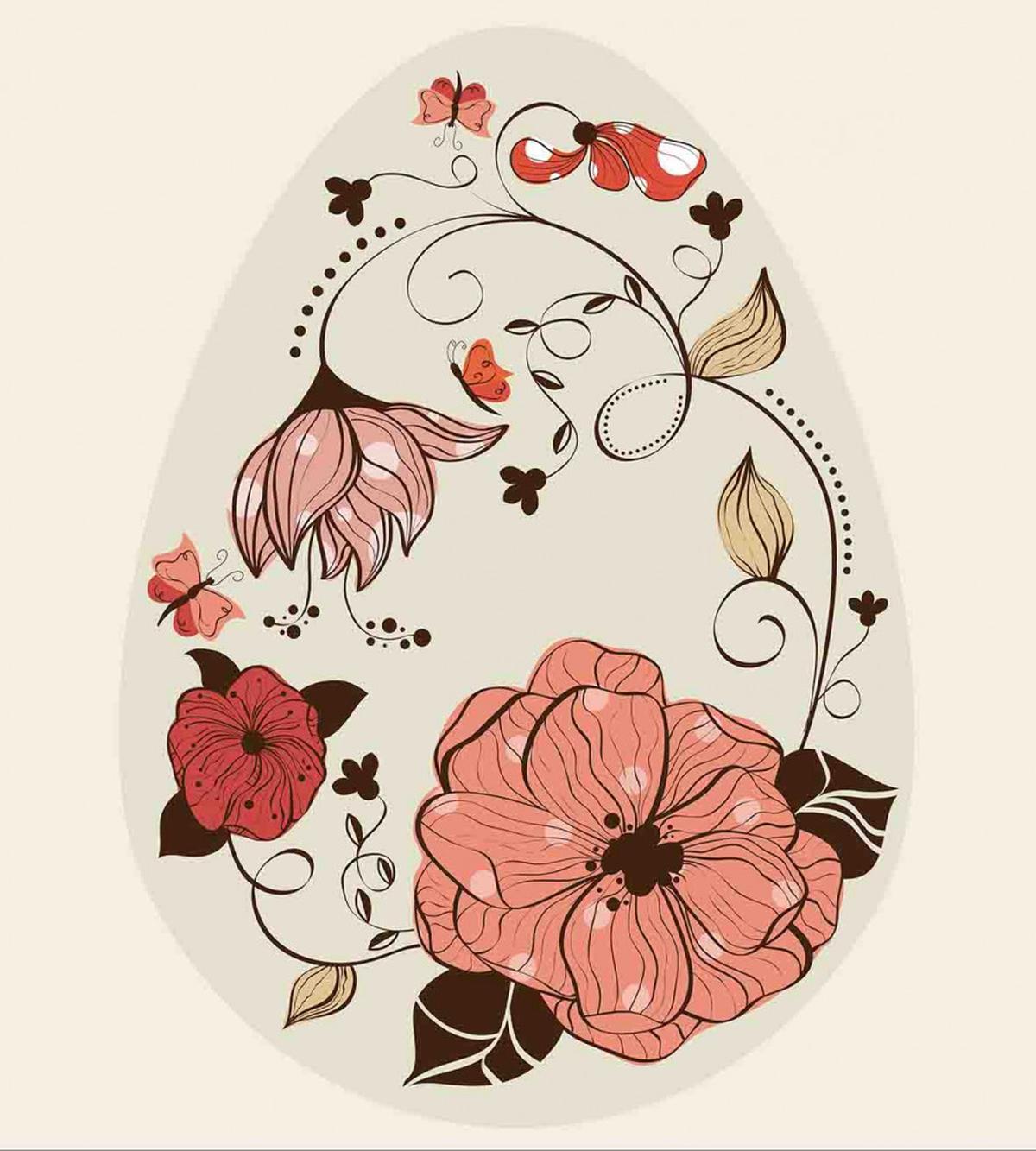 Flowers Ornate Egg Shape — Pattern
