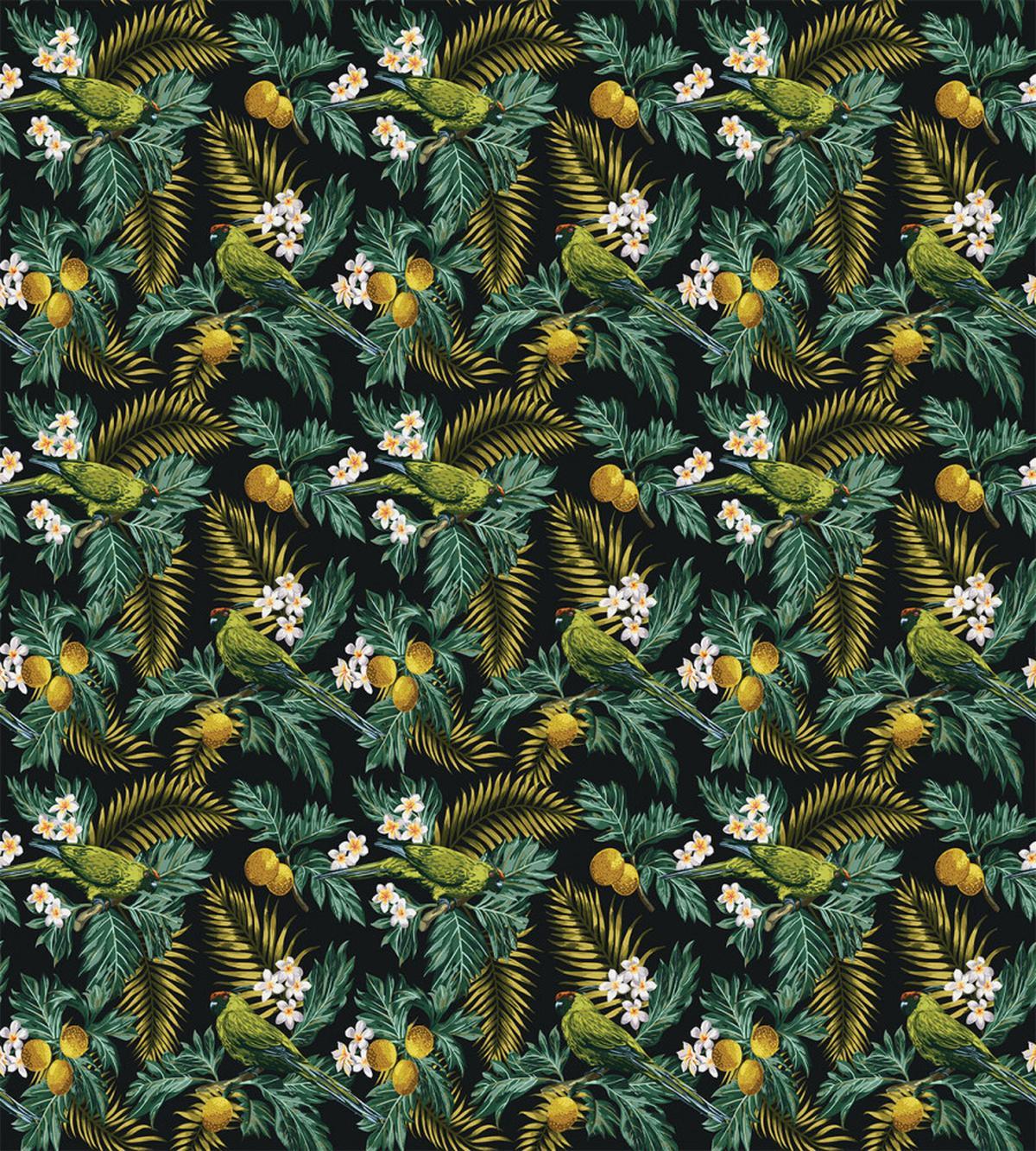 Palm Plumeria and Bird — Pattern
