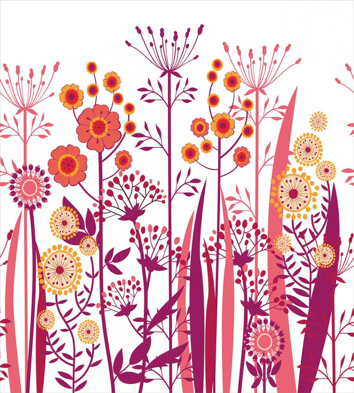 Pink Florals Leaves Buds — Pattern