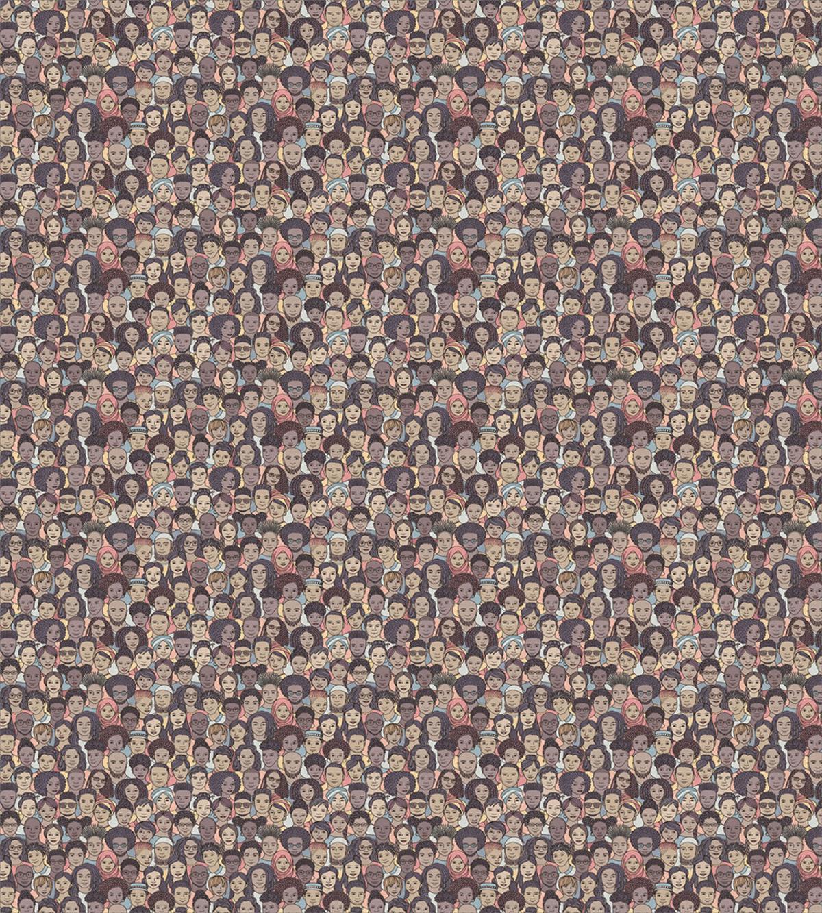 Diverse Portraits Cartoon — Pattern