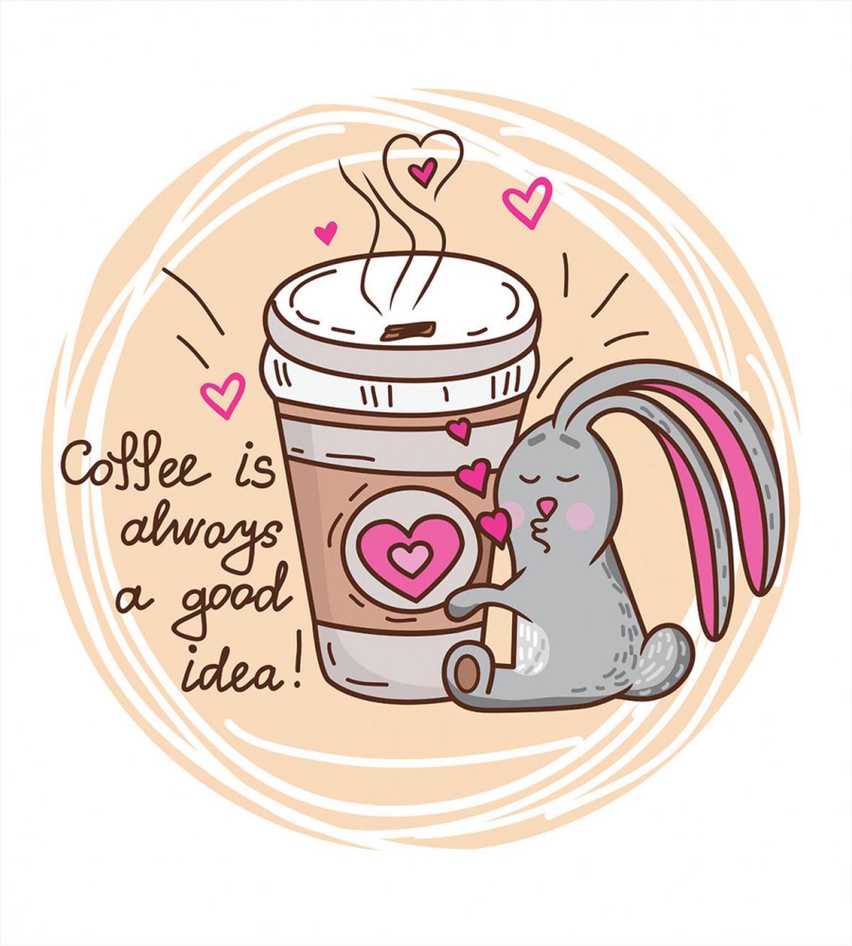 Coffee Lover Rabbit Words — Pattern