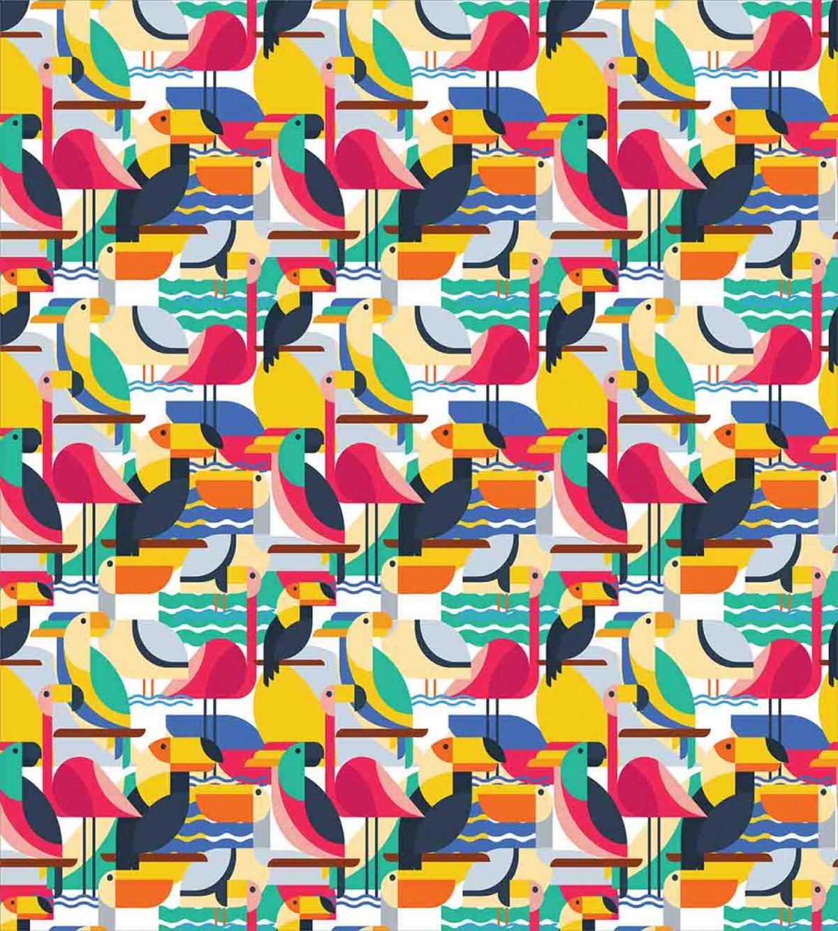 Toucan and Flamingos — Pattern