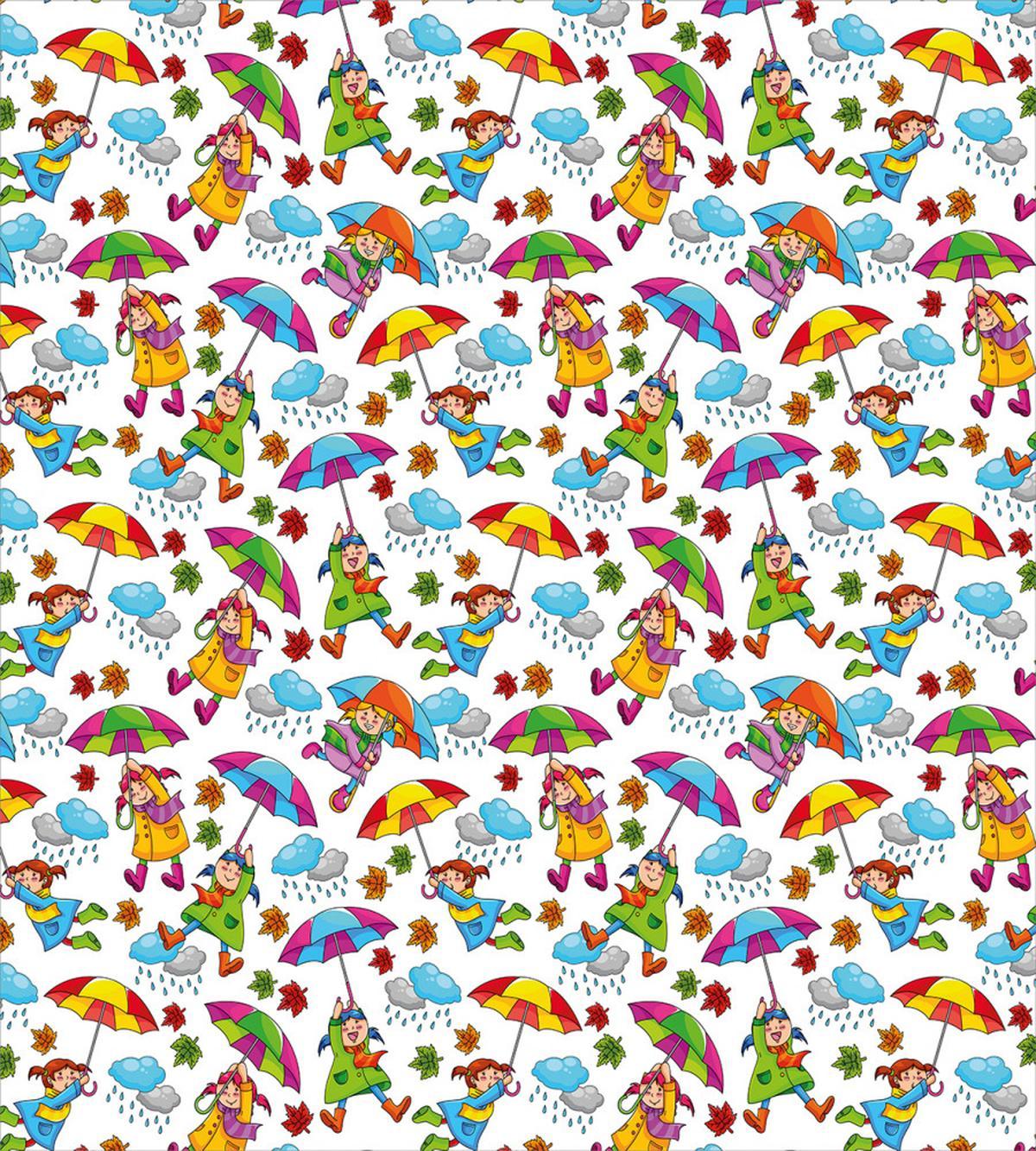 Girls Umbrellas Rain Cloud — Pattern