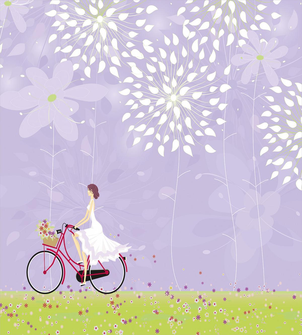 Girl Riding Bike Windy — Pattern