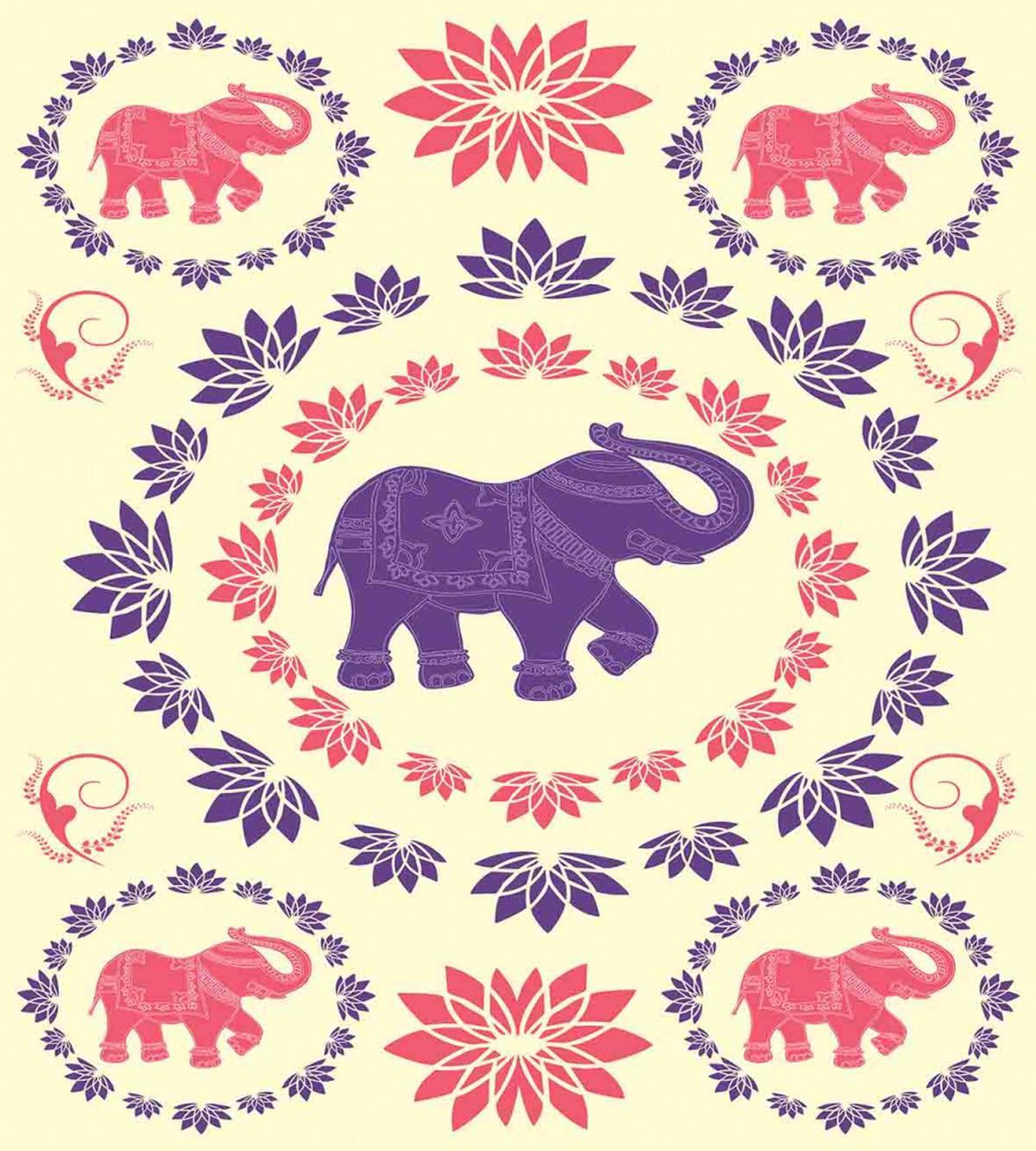 Colorful Floral Elephant — Pattern