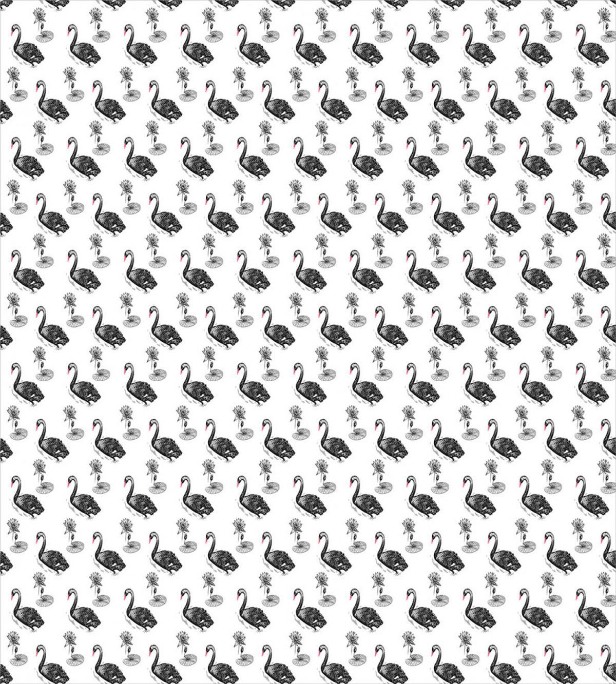Black Aquatic Birds Lotus — Pattern