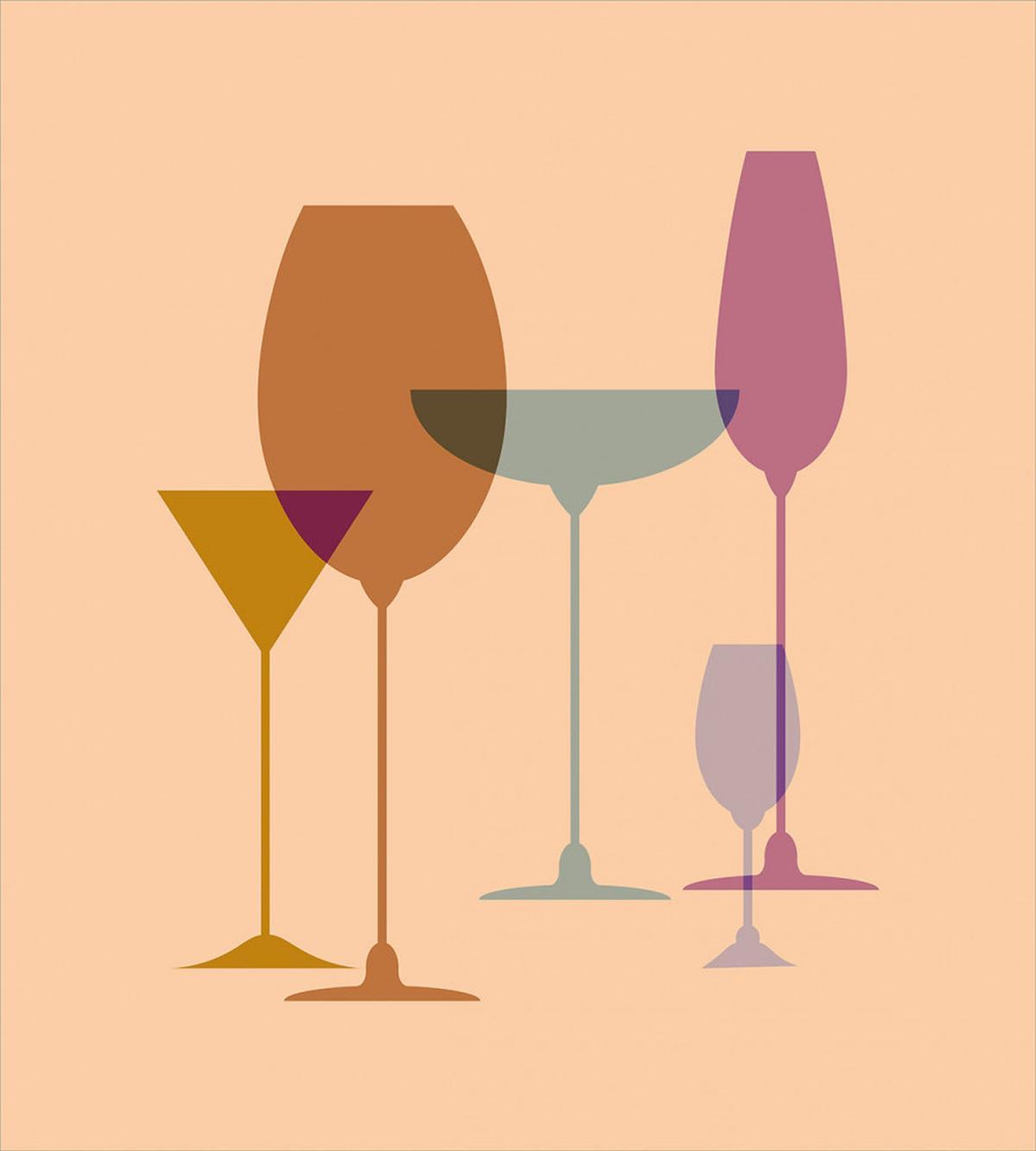 Wine Glasses Silhouette Art — Pattern