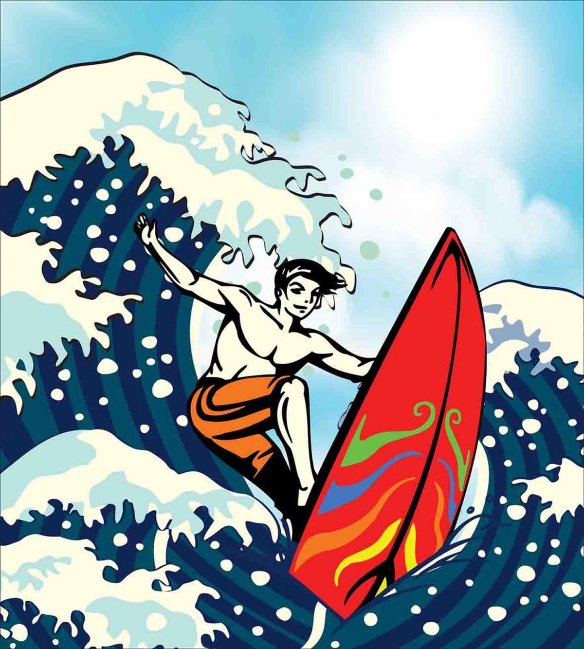 Summer Cartoon Surfing Boy — Pattern