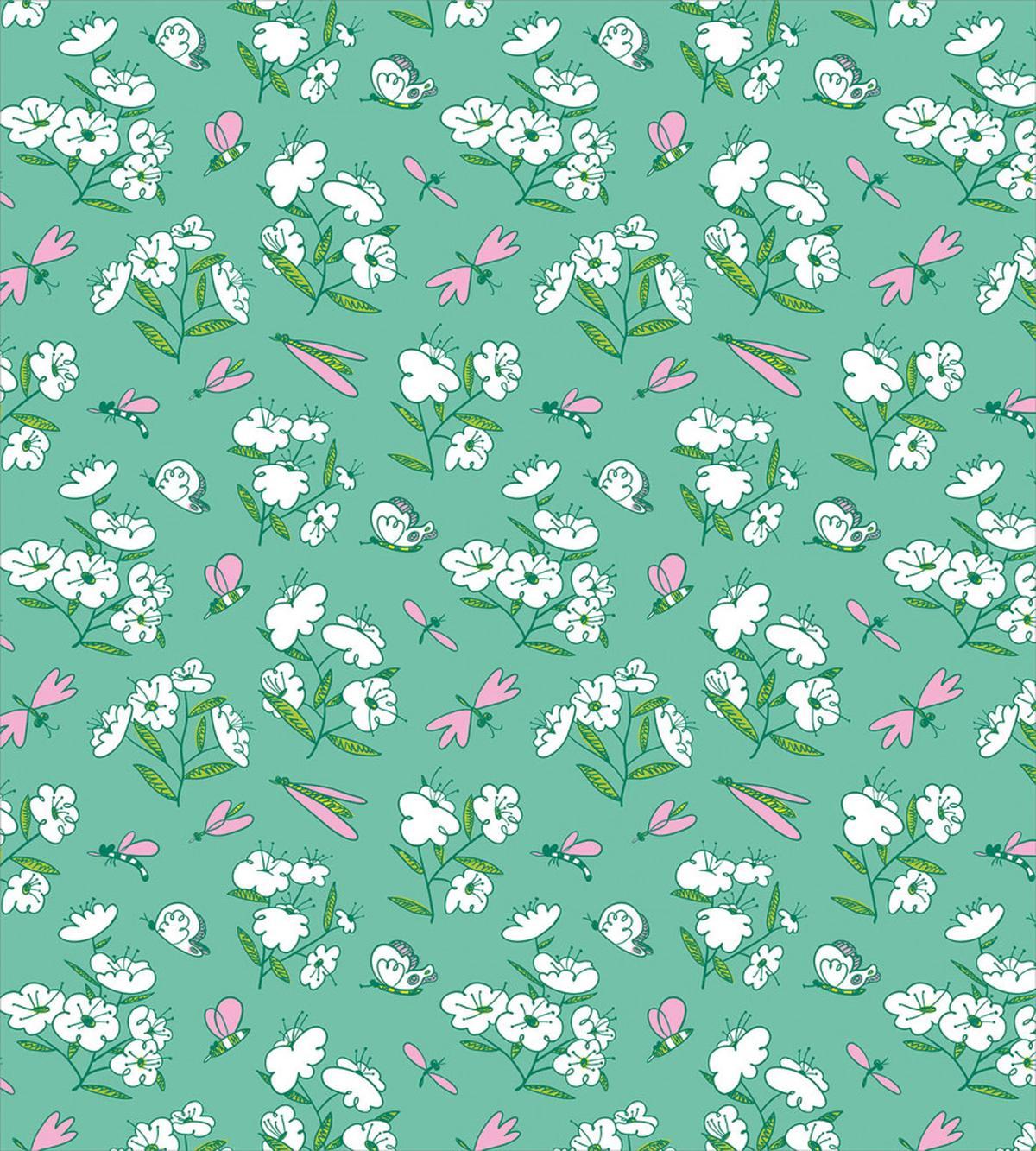 Blooming Plants Butterflies — Pattern