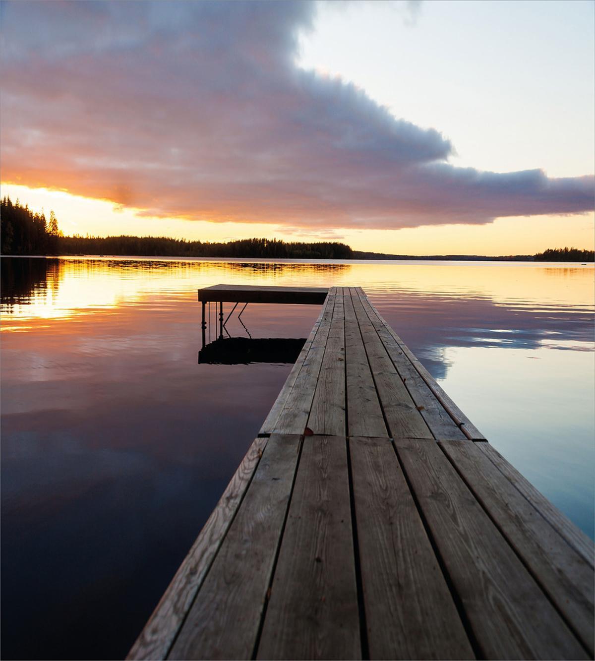 Rustic Pier Sunset Lake — Pattern