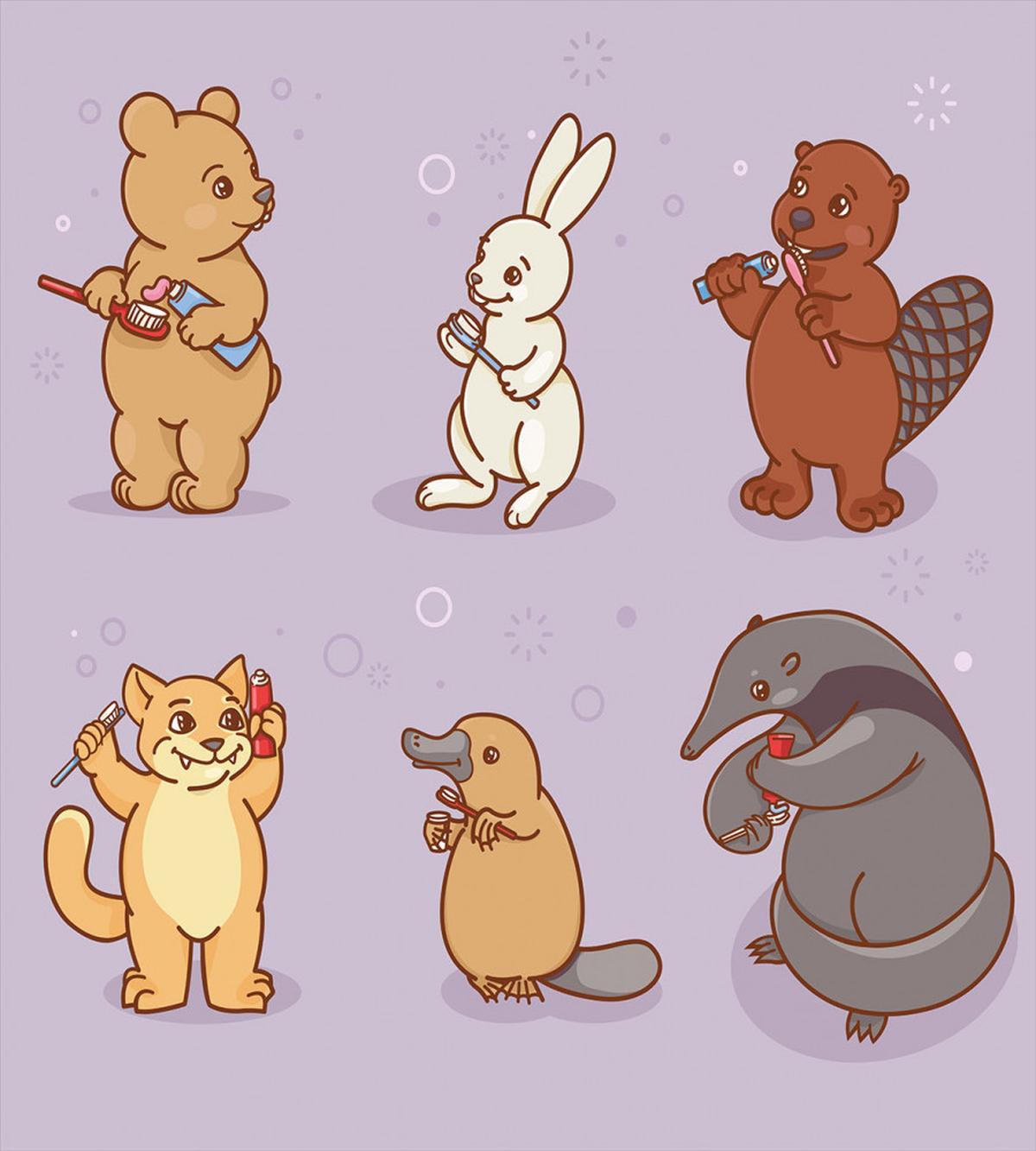 Creatures Brushing Teeth — Pattern
