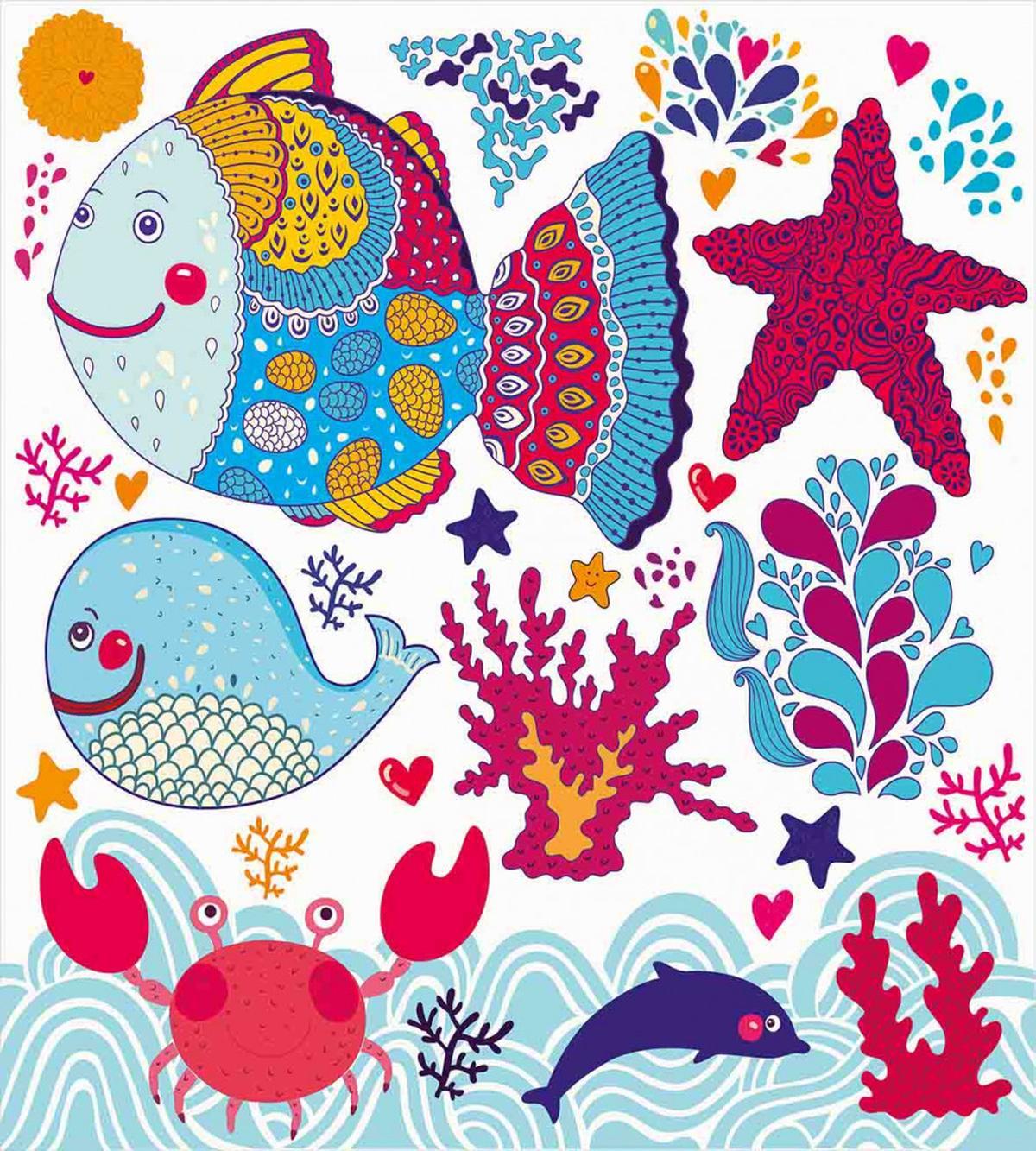 Cartoon Marine Ocean Life — Pattern