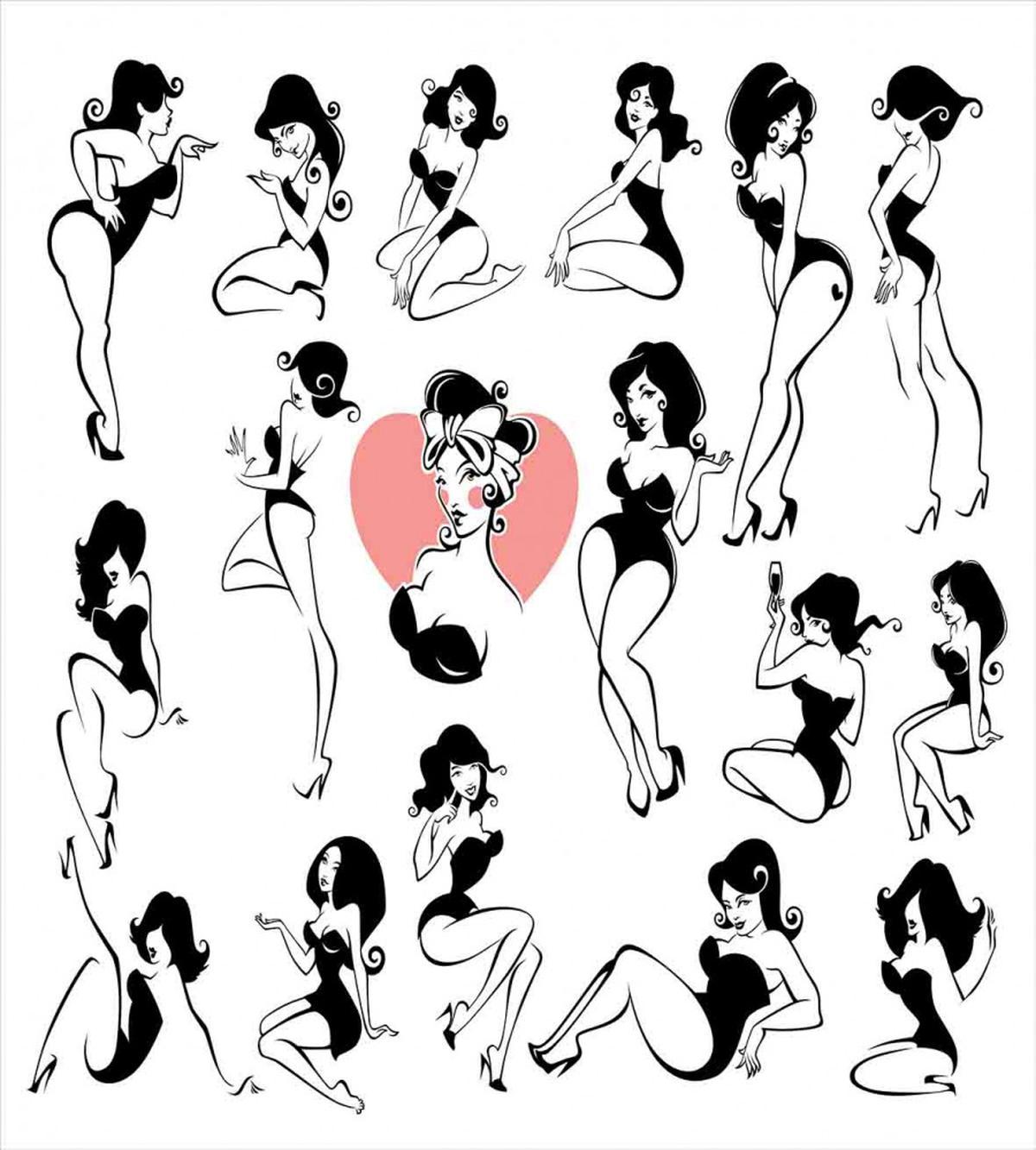 Woman Heart Tattoo Model — Pattern