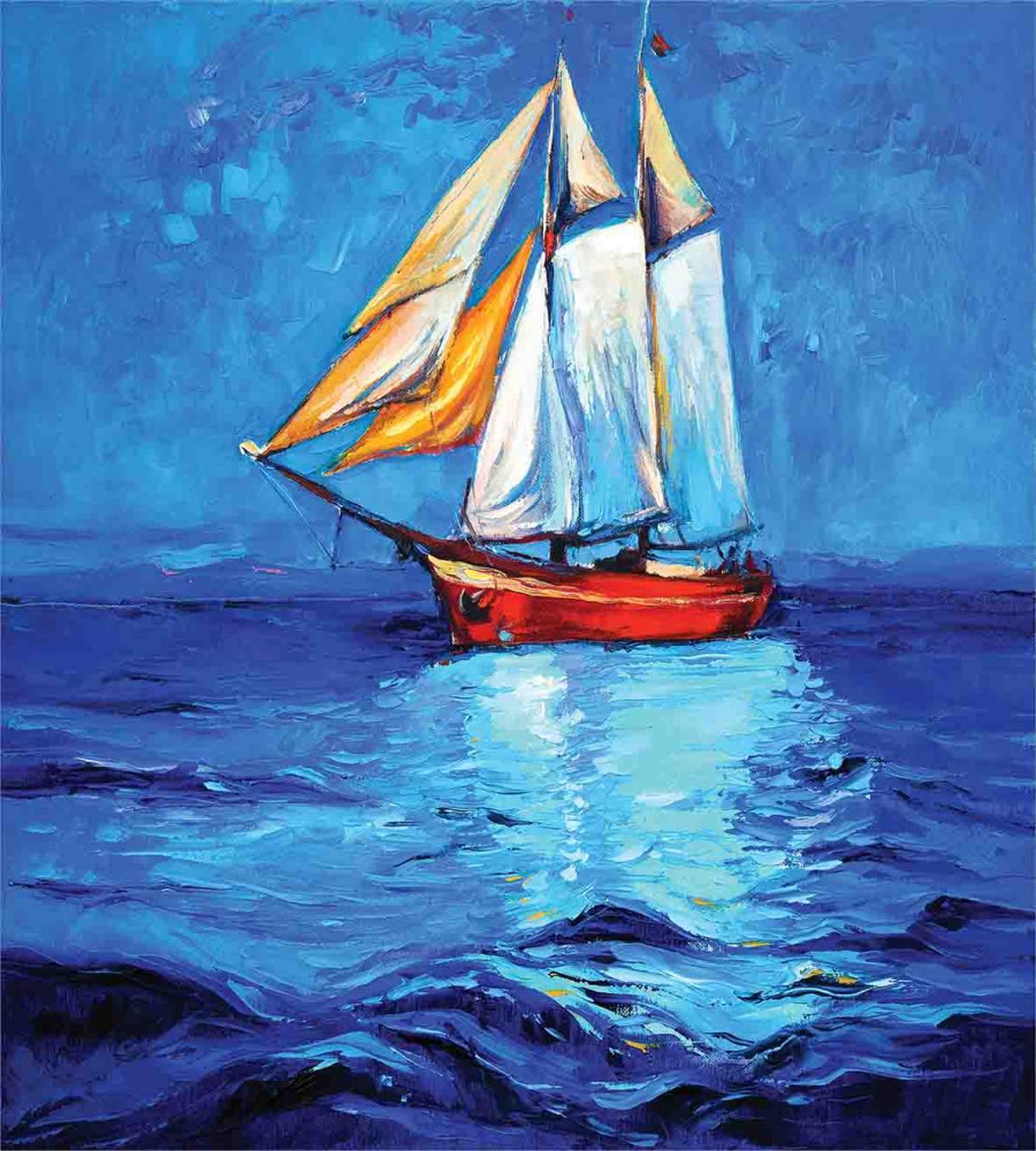 Oil Paint Style Sailship — Pattern