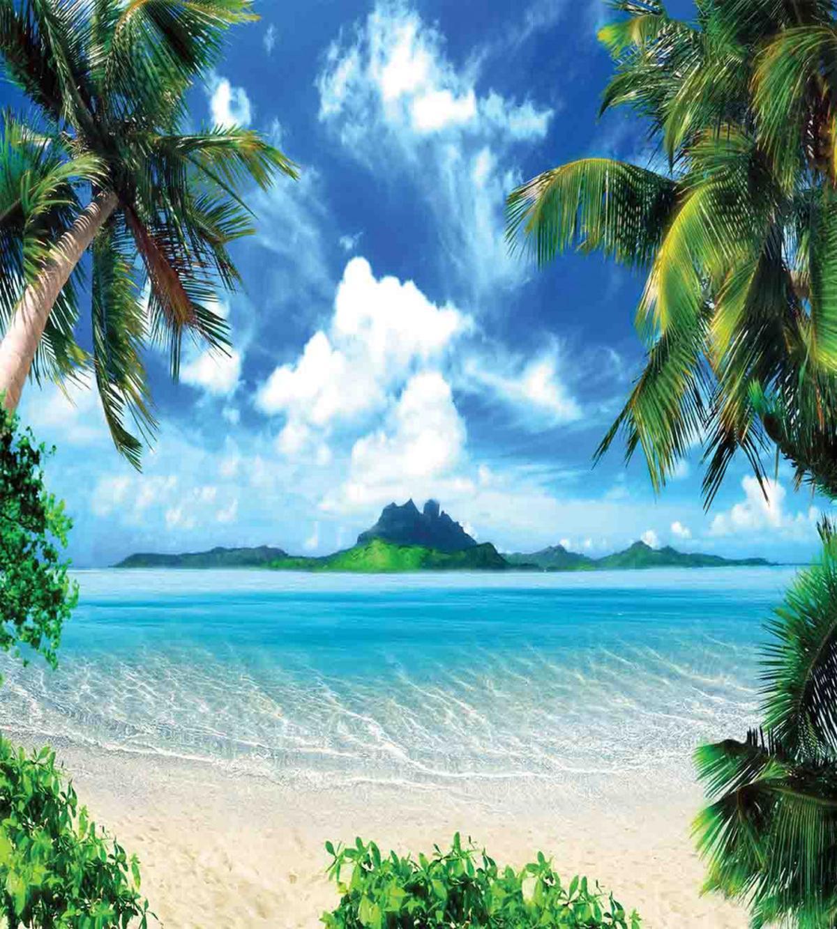 Exotic Seascape Palm Tree — Pattern
