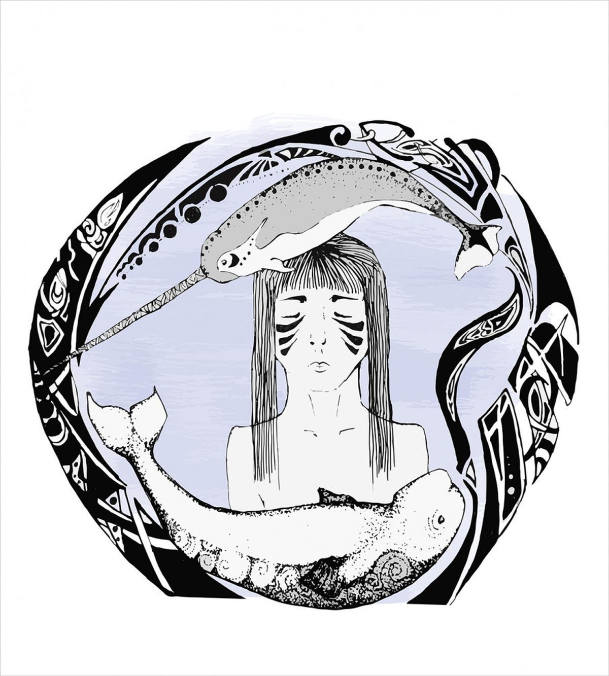 Hand Drawn Whale Girl — Pattern