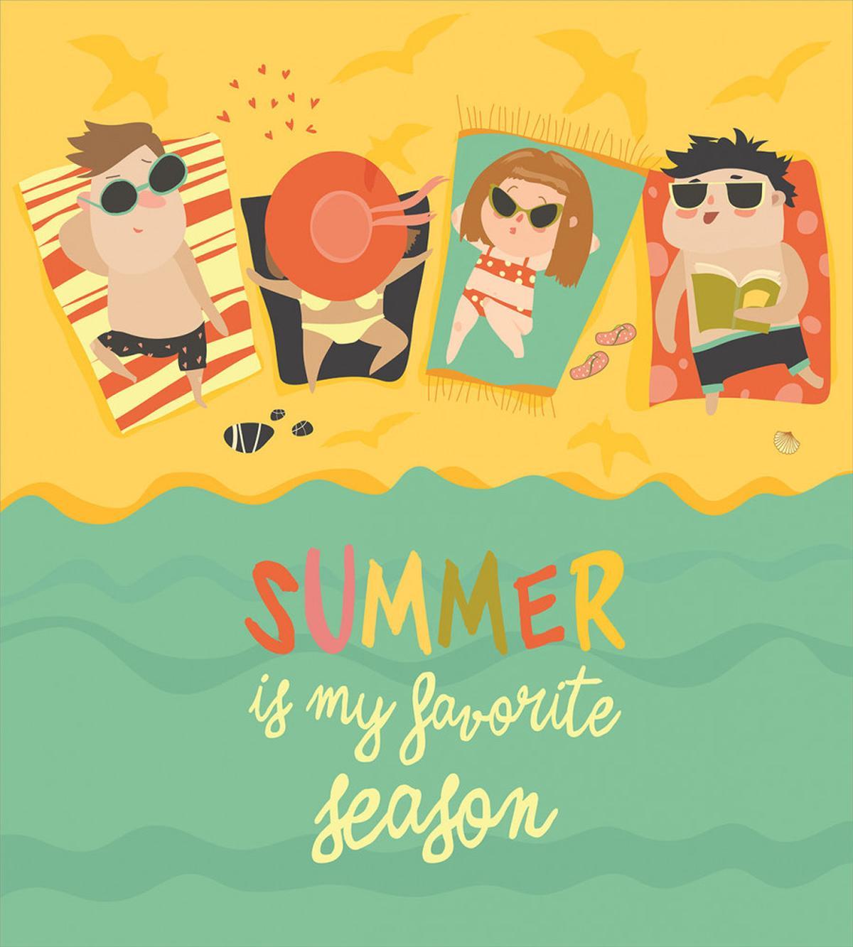 Sunbathing Kids Beach Doodle — Pattern