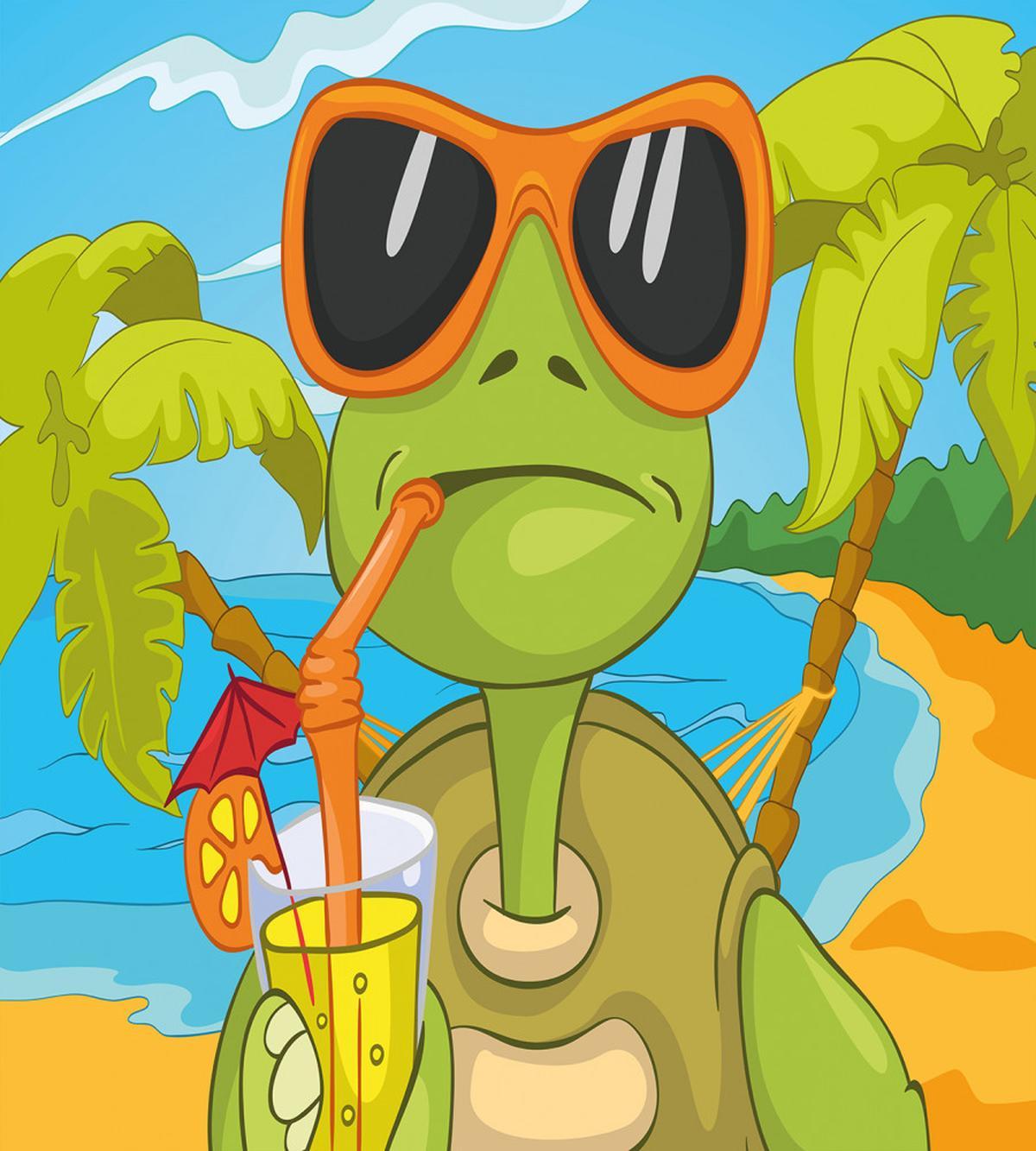 Turtle Drinking Cocktail — Pattern