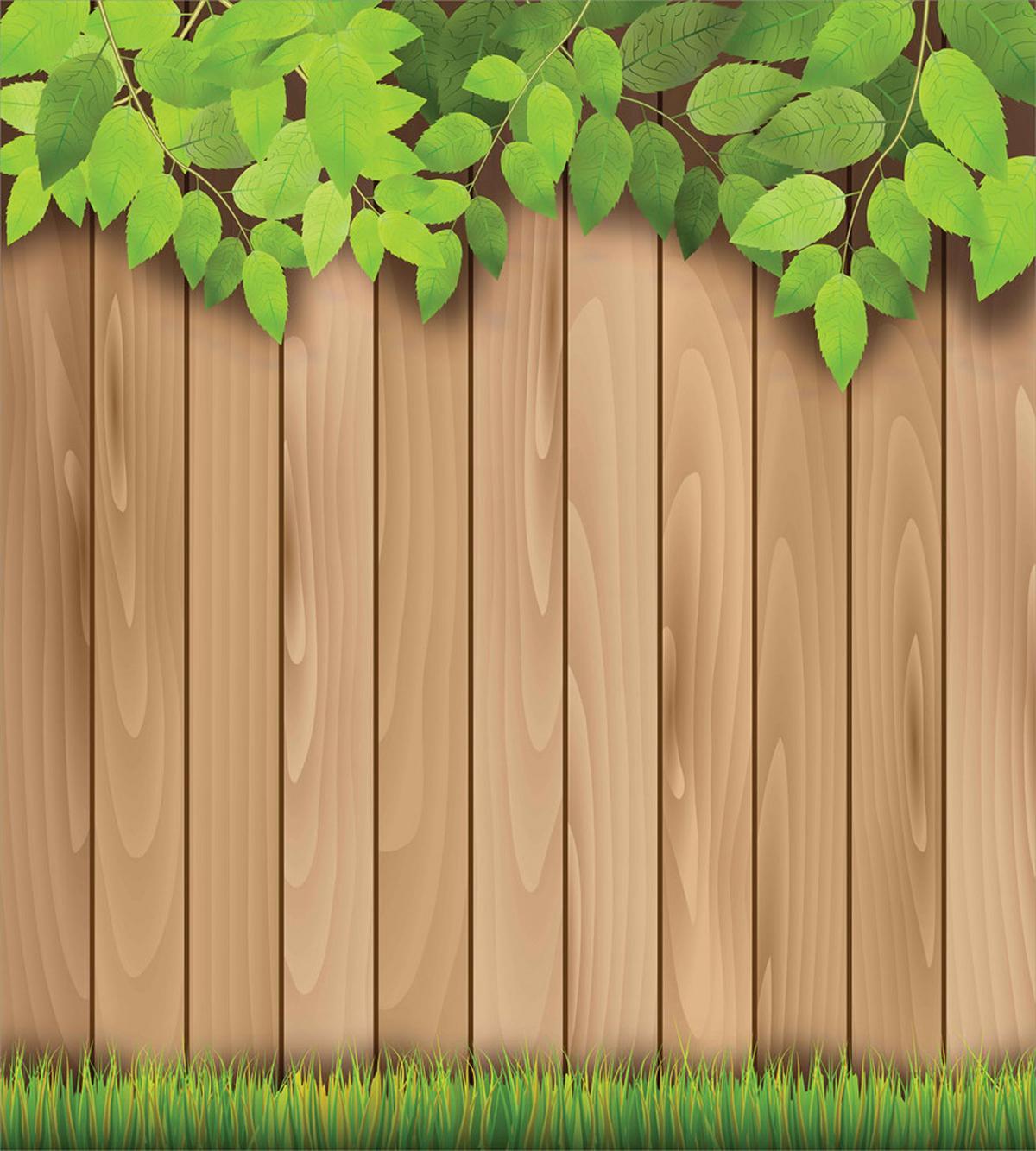 Leafy Tree Branch Grass Fence — Pattern