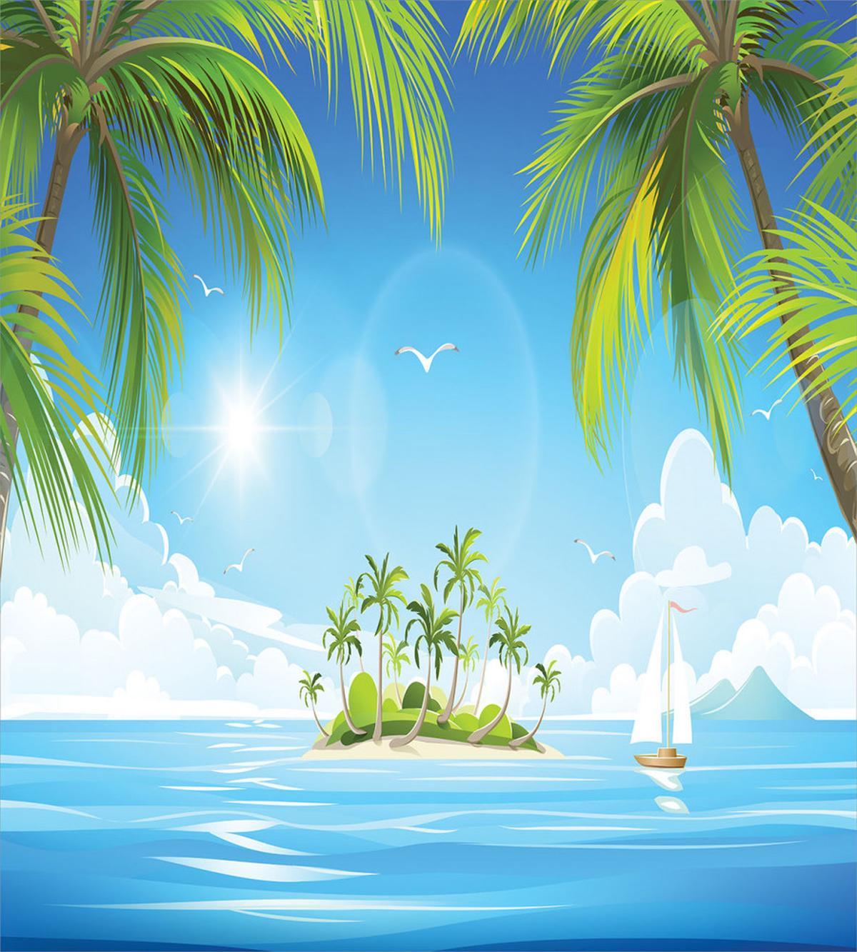 Cartoon of Tropical Island — Pattern