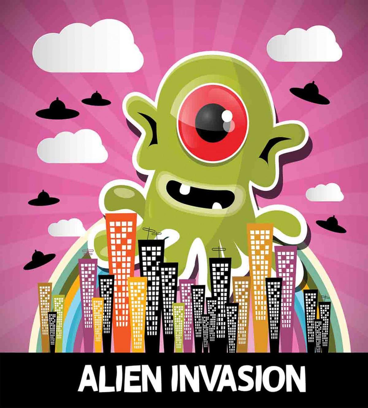 Cartoon Alien Invasion — Pattern