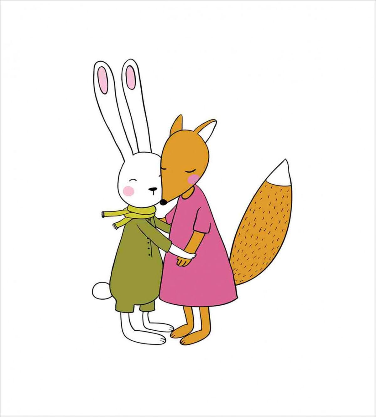 Fox and Hare Hugging — Pattern