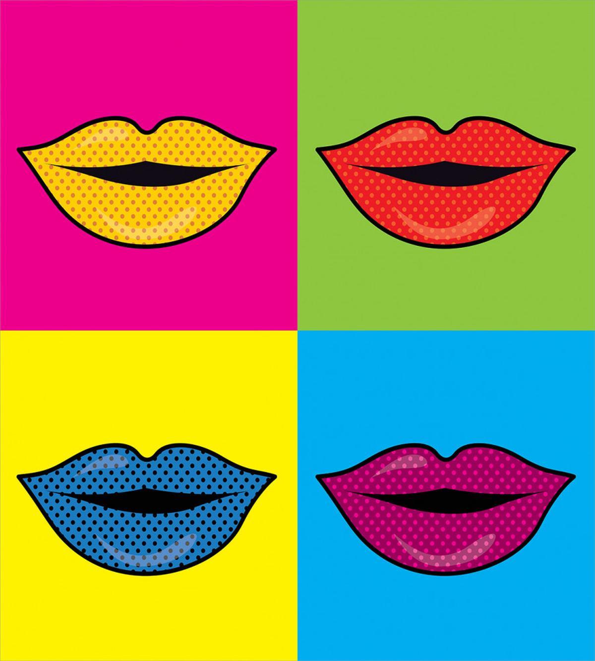 Colored Lips in Squares — Pattern