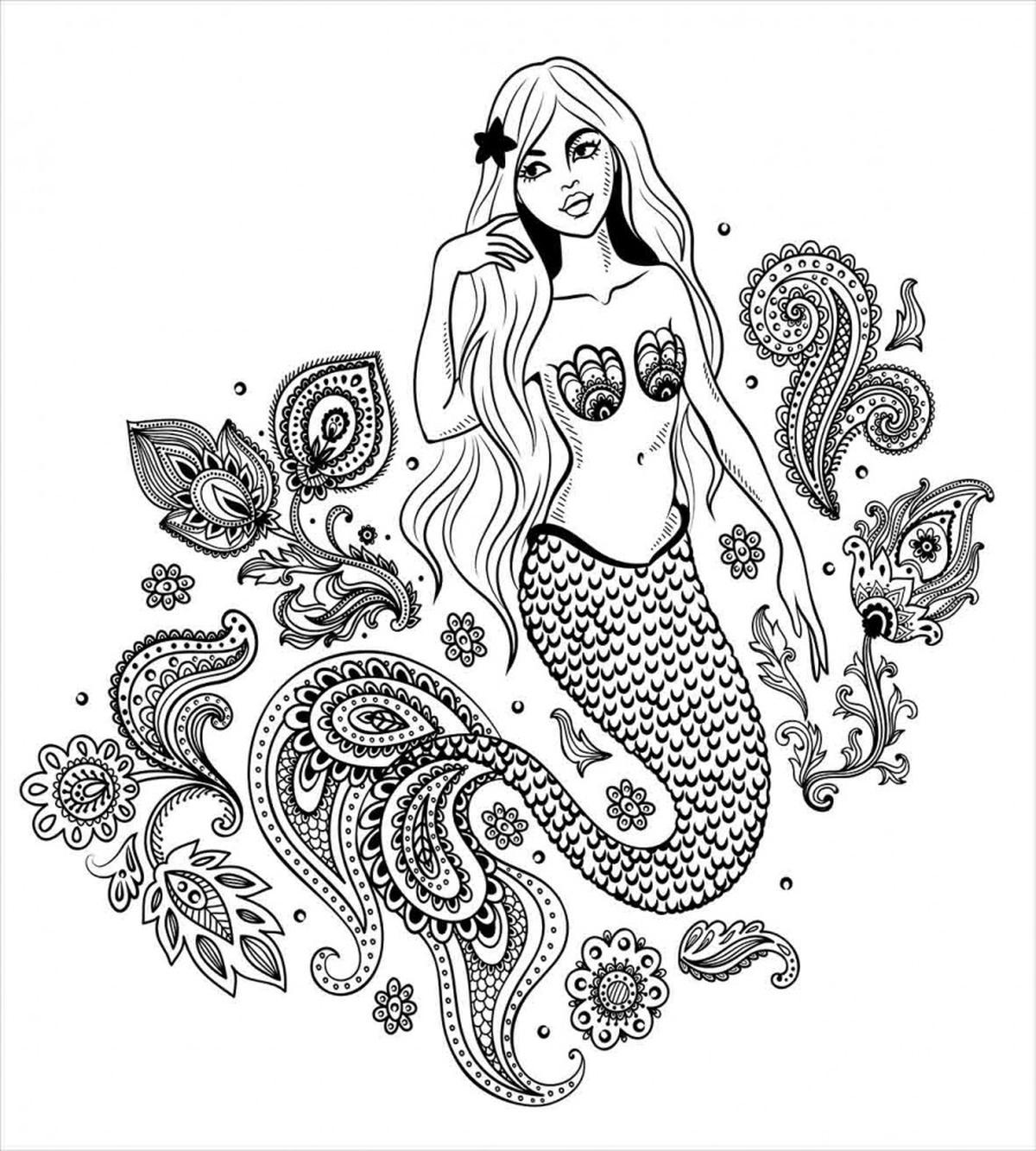Mermaid in Ocean — Pattern