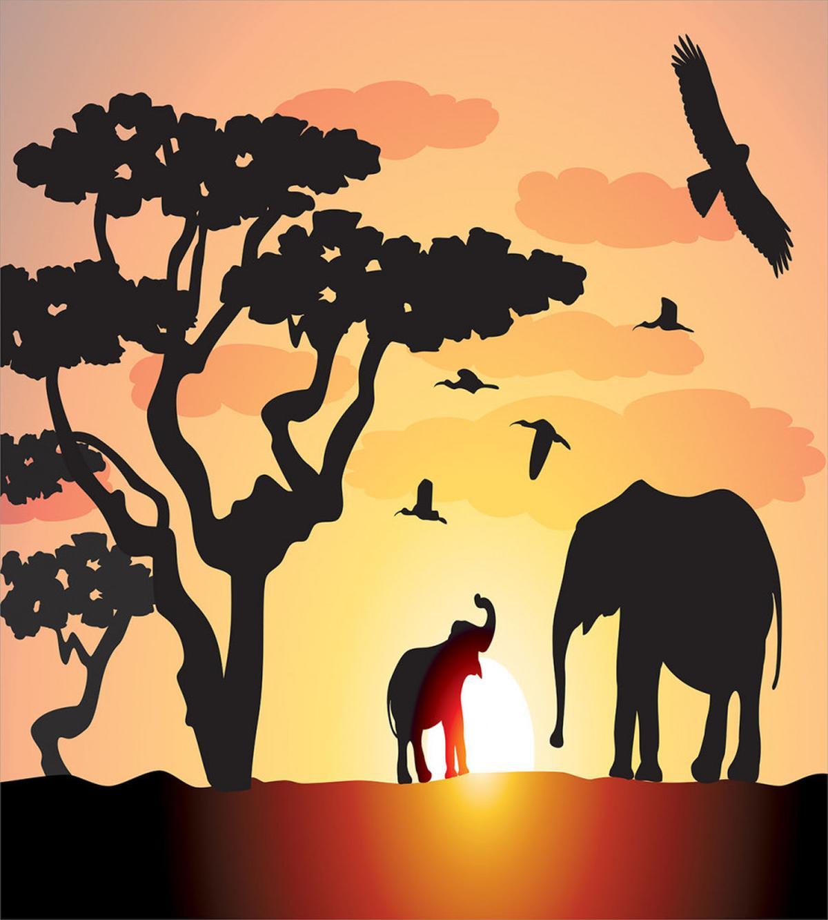 Sunset Animal Tree — Pattern