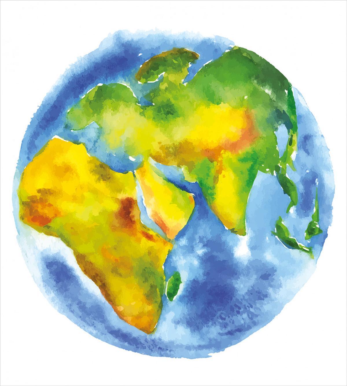 Globe of Earth Watercolors — Pattern