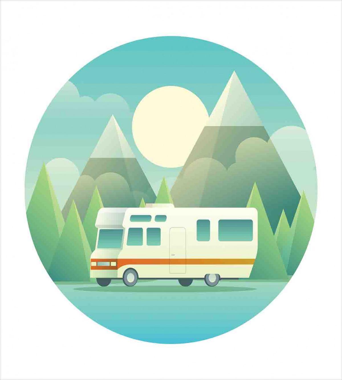 Road Trip Vehicle at Countryside — Pattern
