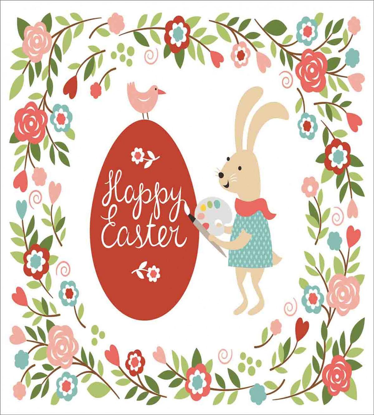 Egg Bunny Bloom Floral Frame — Pattern