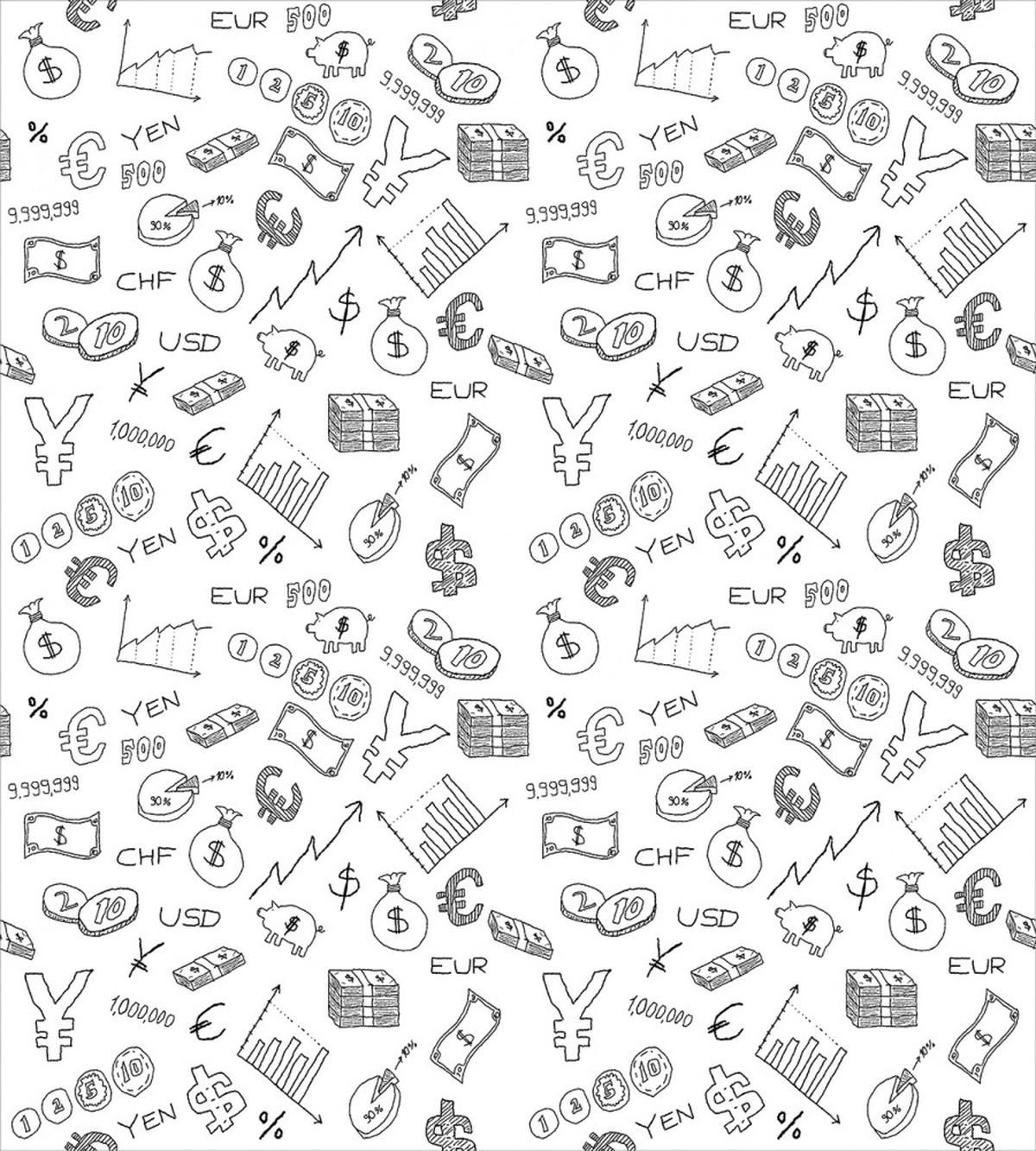Monochrome Dollar Doodle — Pattern