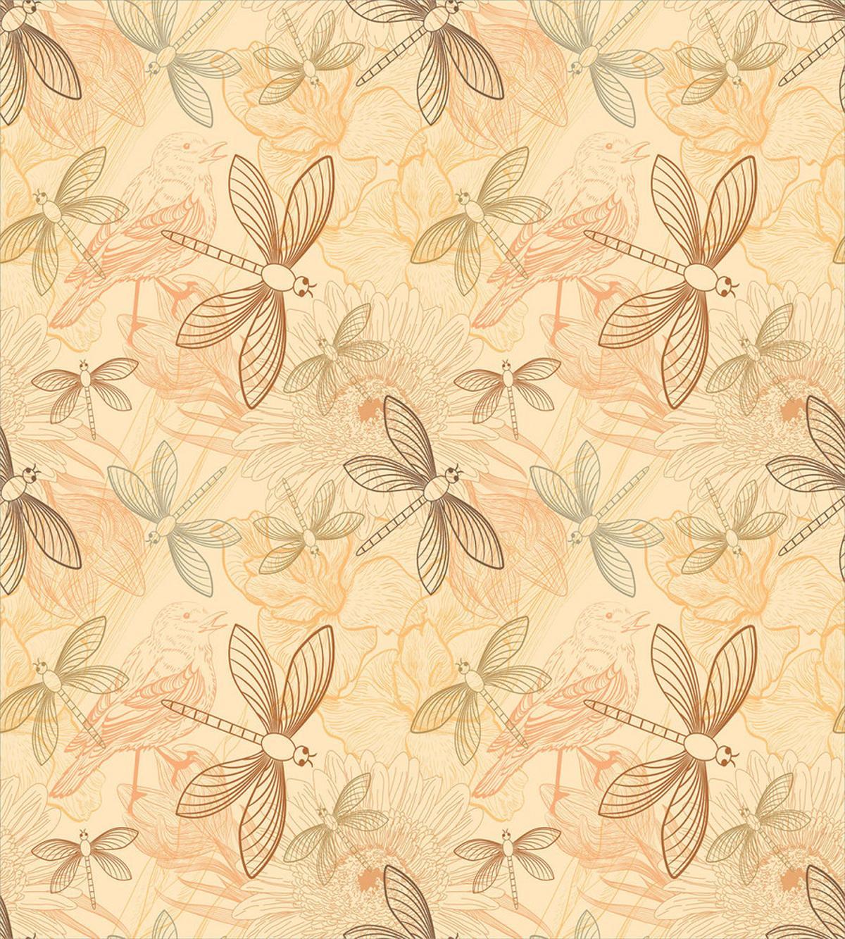 Vintage Birds Dragonflies — Pattern