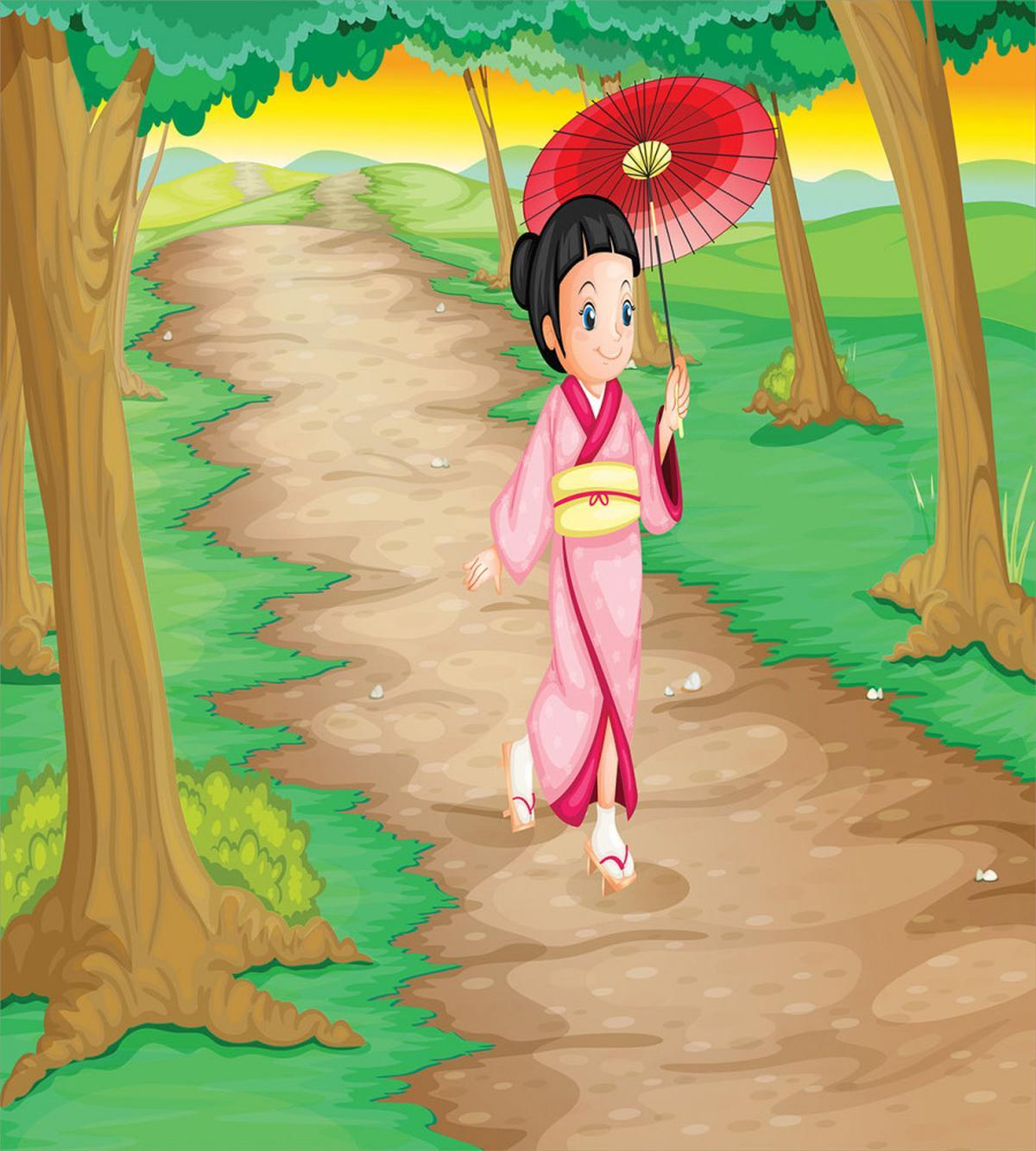 Cartoon Style Geisha — Pattern