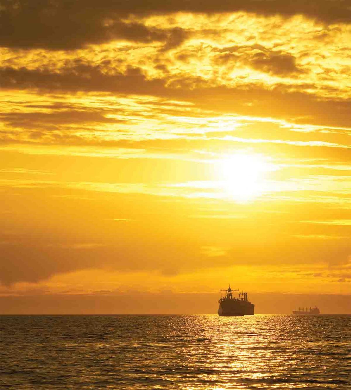 Ship on Ocean Sunrise — Pattern