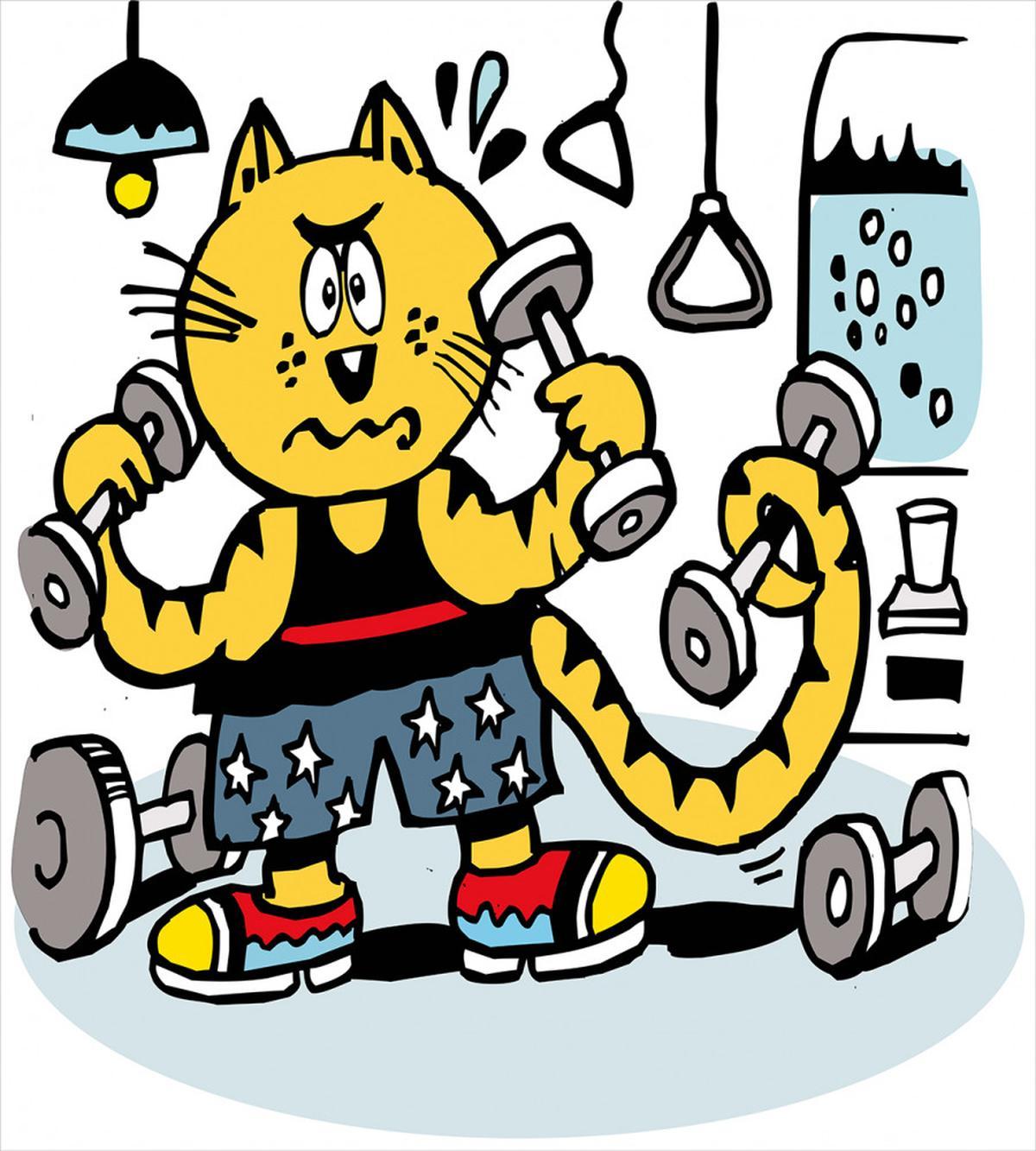 Cartoon Cat Lifting — Pattern