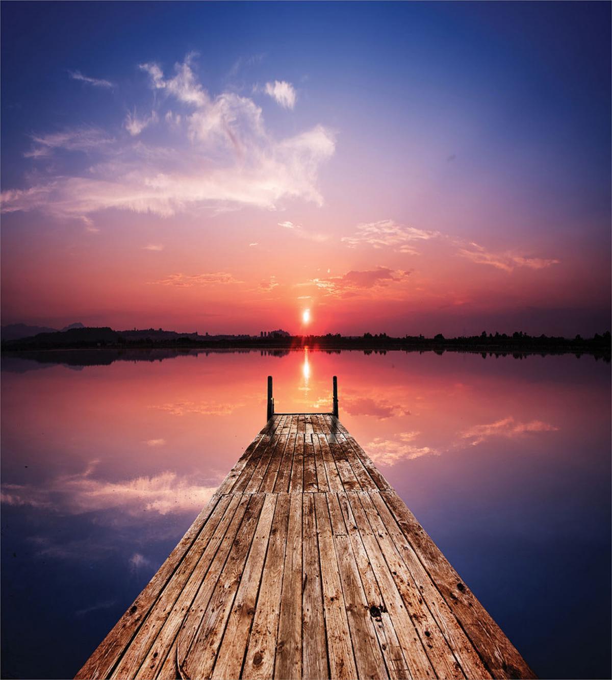 Panoramic Lake Old Pier Sunset — Pattern