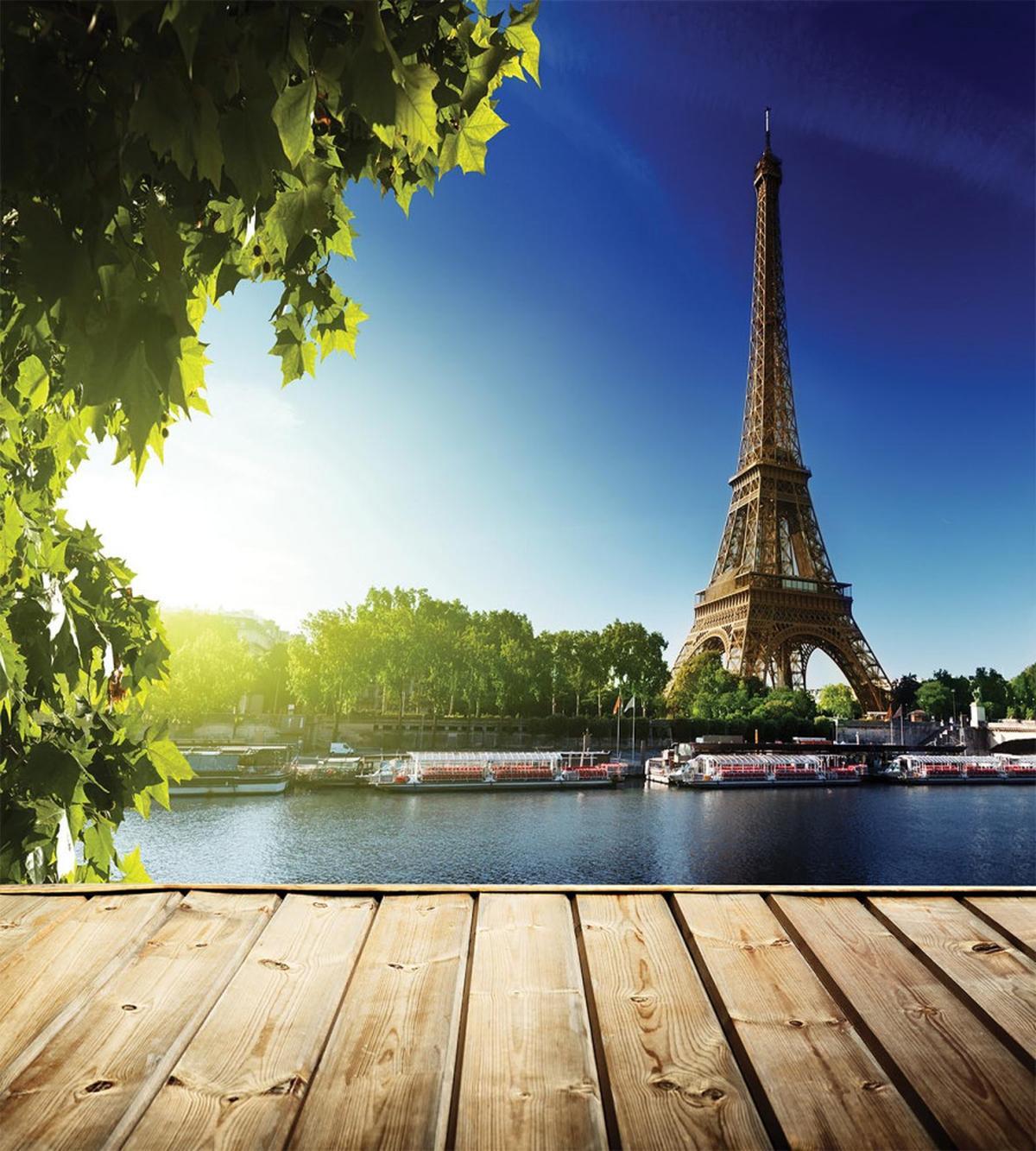 Eiffel Tower Wood Pier Seine — Pattern