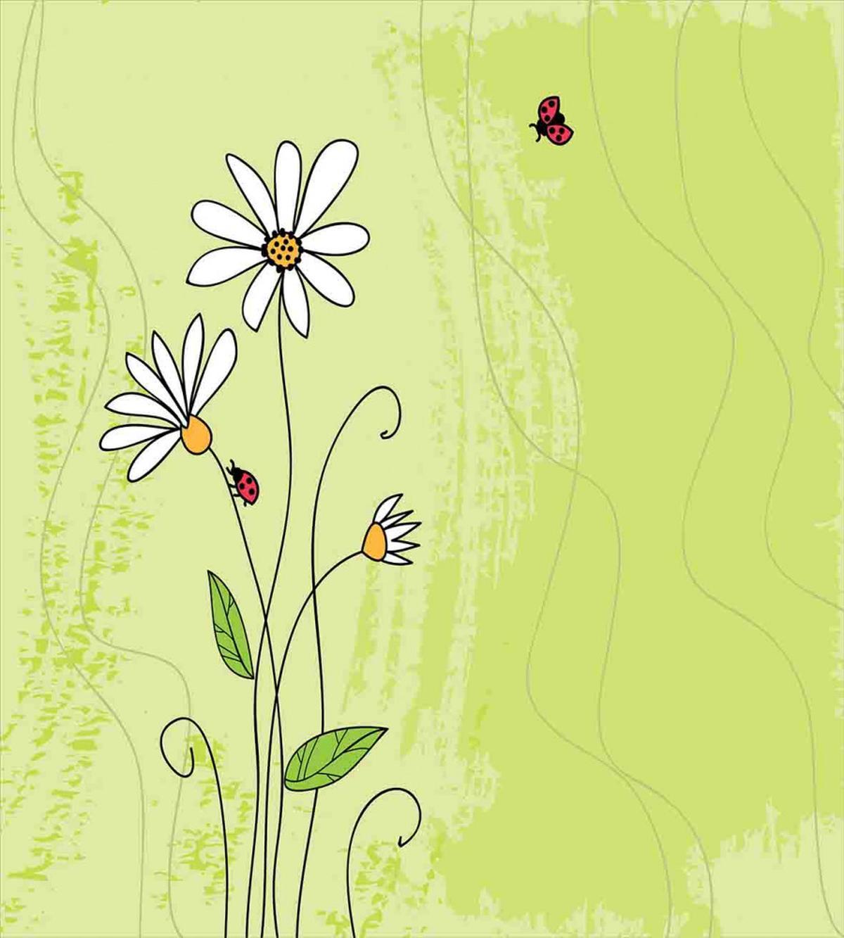 Chamomile Ladybugs Art — Pattern