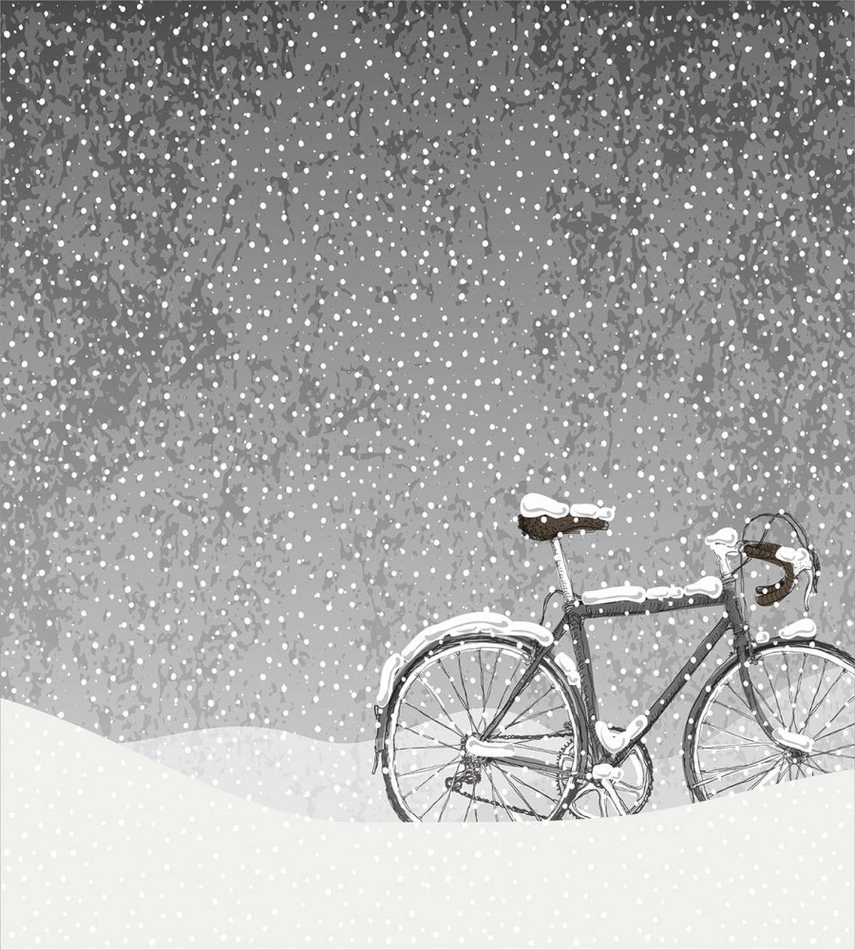 Bicycle Snow Calm Scene — Pattern