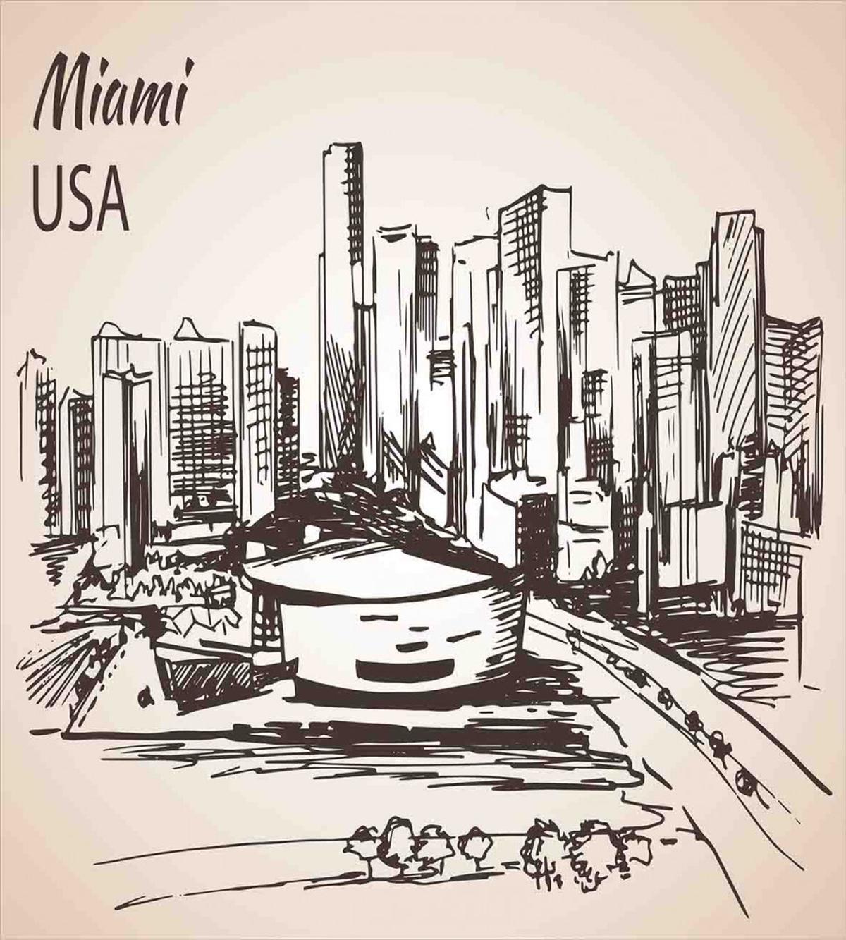 Miami Cityscape Sketch — Pattern