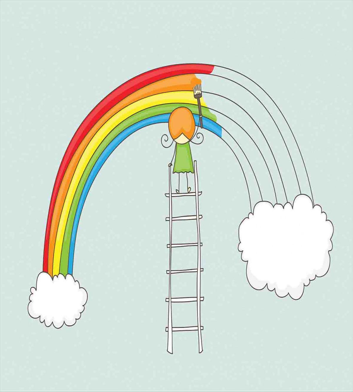 Doodle Girl on a Ladder — Pattern