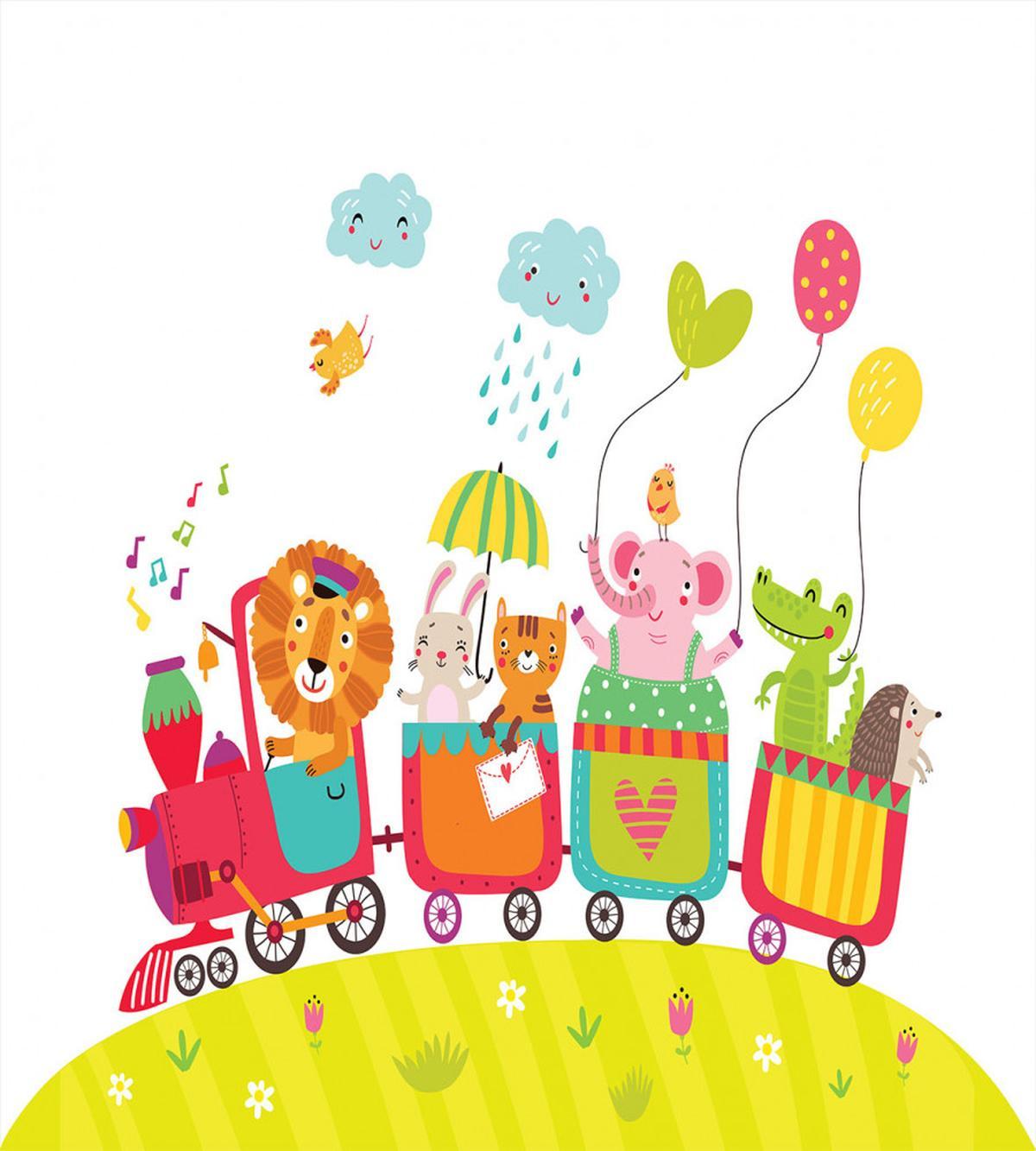 Cartoon Animals in Wagons — Pattern